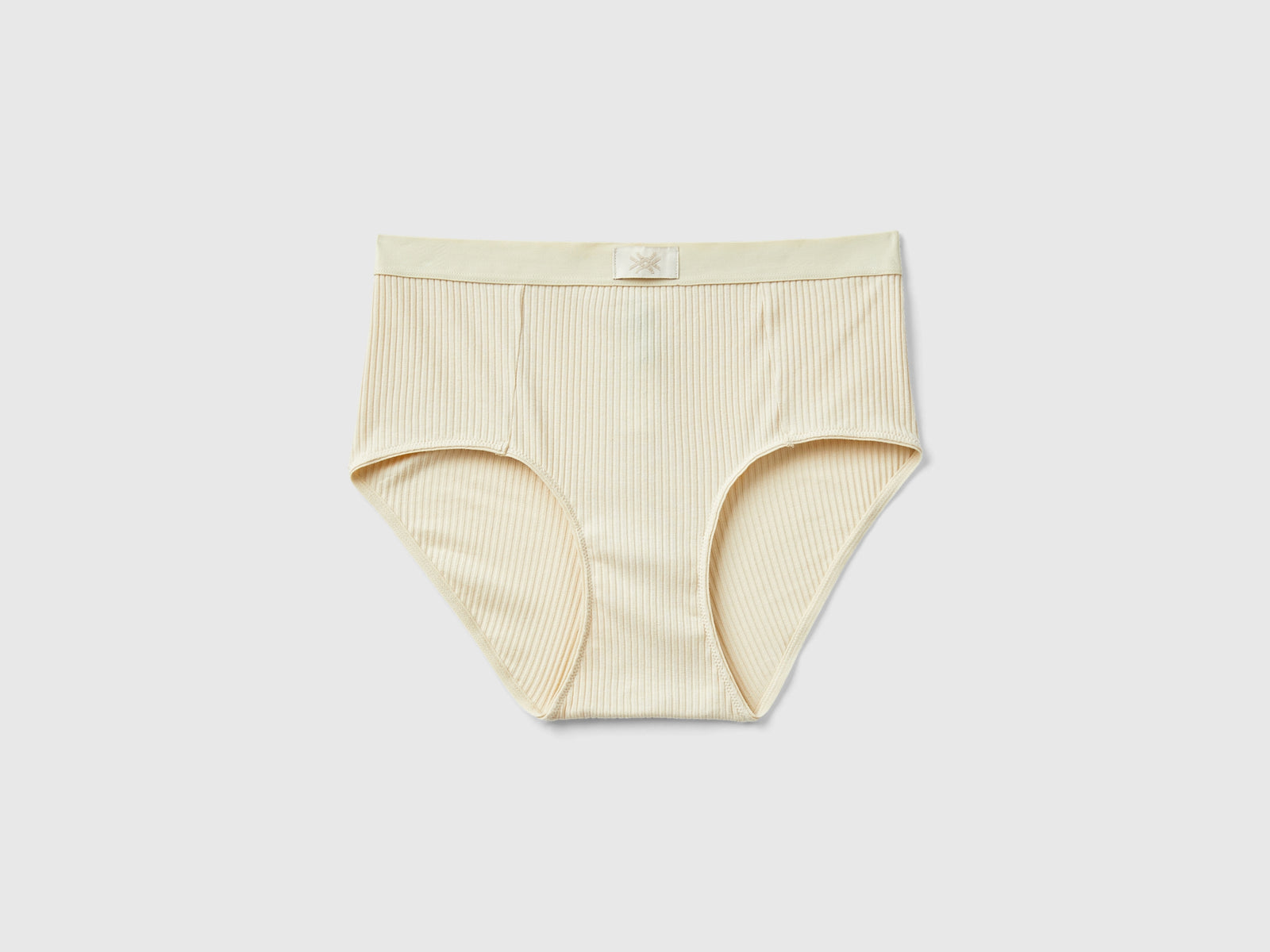 Slip fianco alto a costine da donna beige | Benetton Outlet