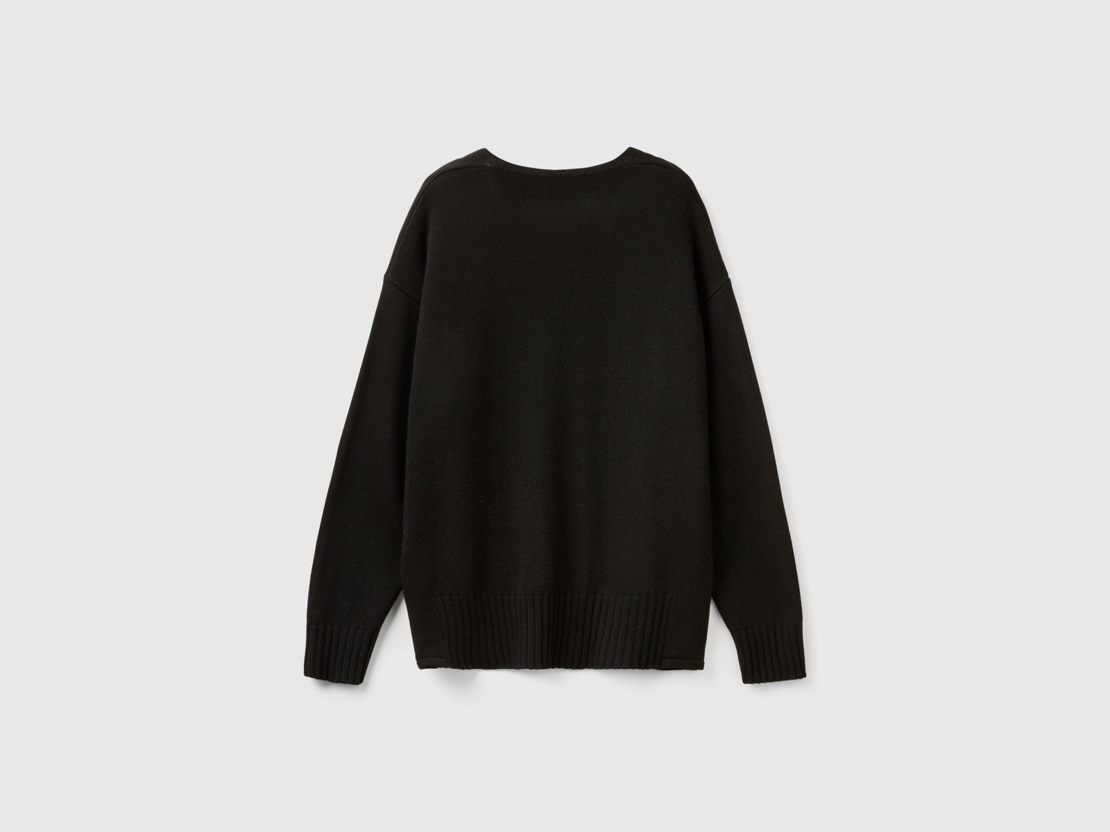 Wool blend V-neck sweater da donna nero 2 | Benetton Outlet