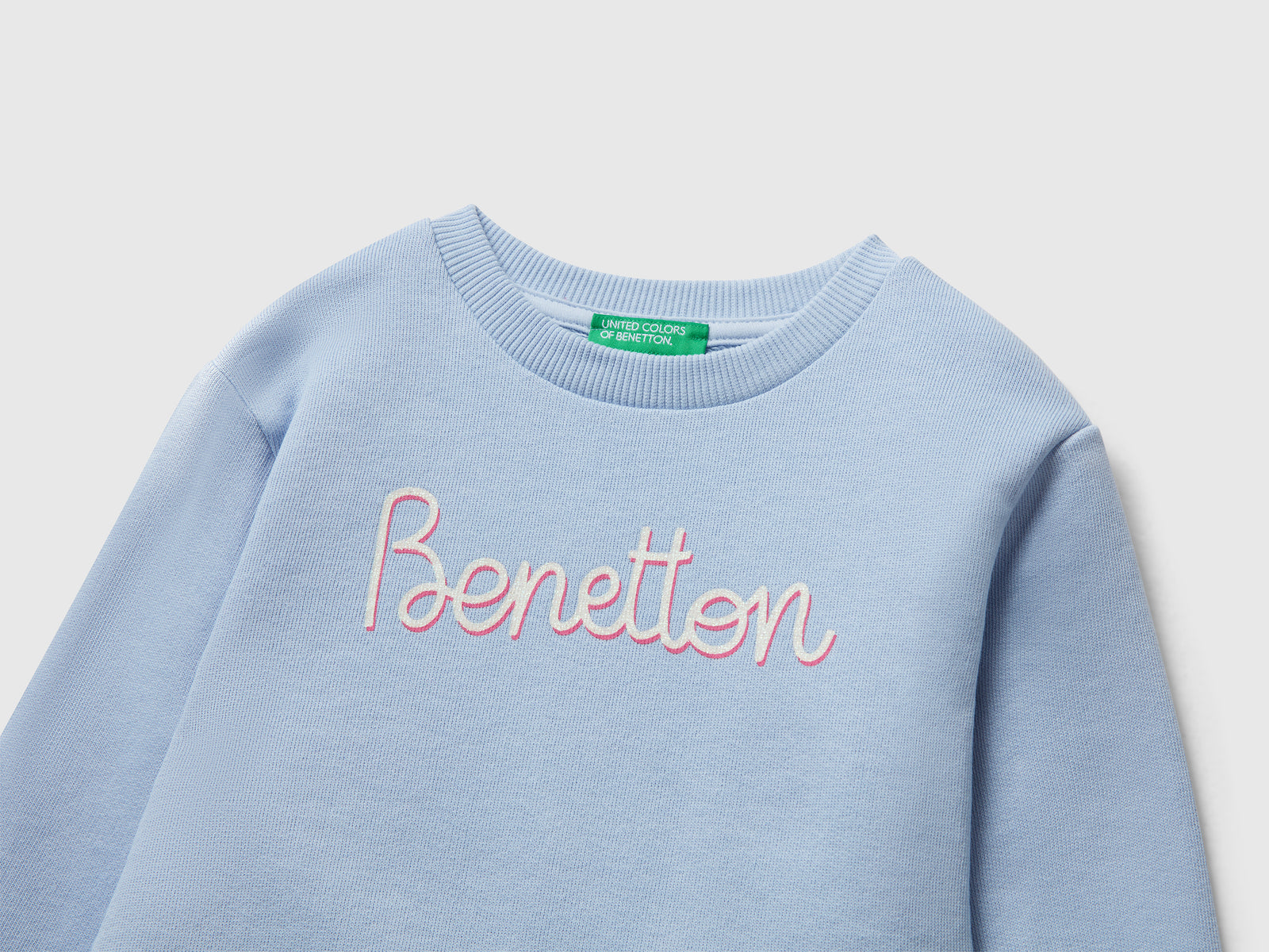 Felpa con stampa glitter da bimba azzurro 3 | Benetton Outlet