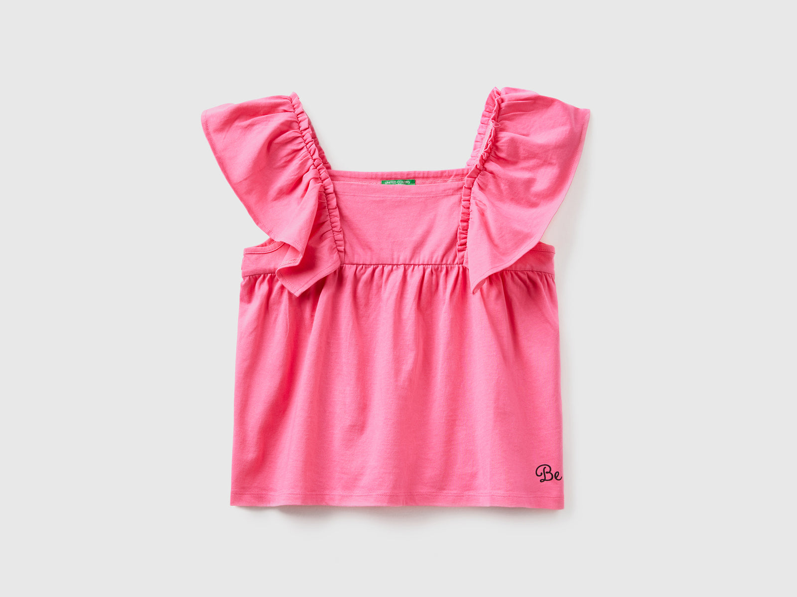 T-shirt in puro cotone dal taglio leggermente svasato da bambina rosa | Benetton Outlet