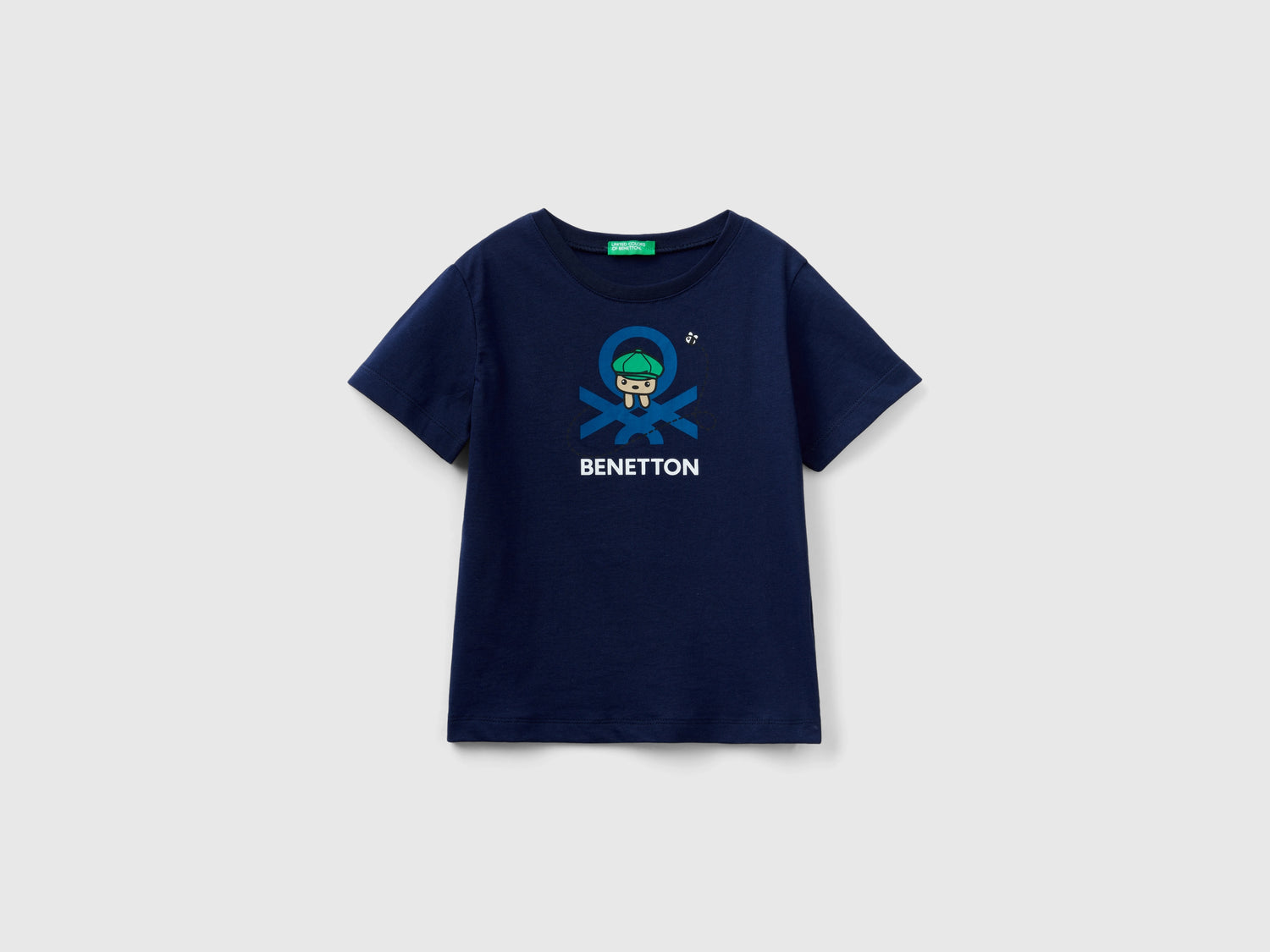 T-shirt 100% cotone bio con stampa da bimbo blu scuro | Benetton Outlet