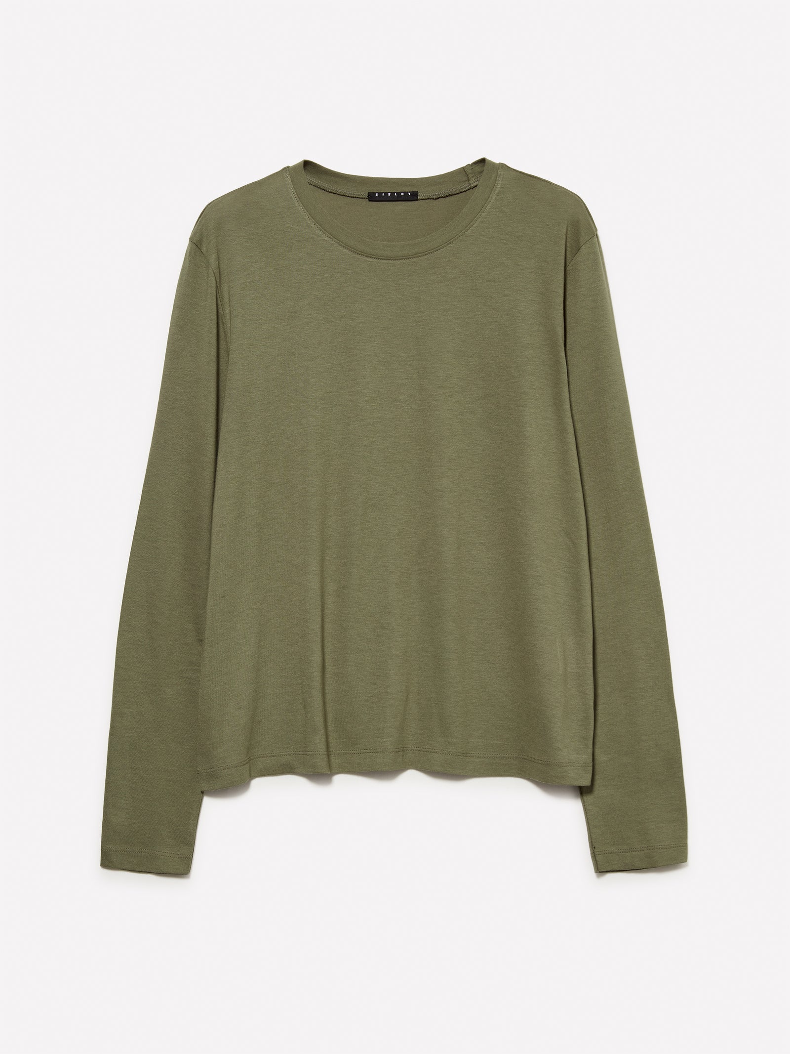 T-shirt a maniche lunghe da donna verde militare | Sisley Outlet