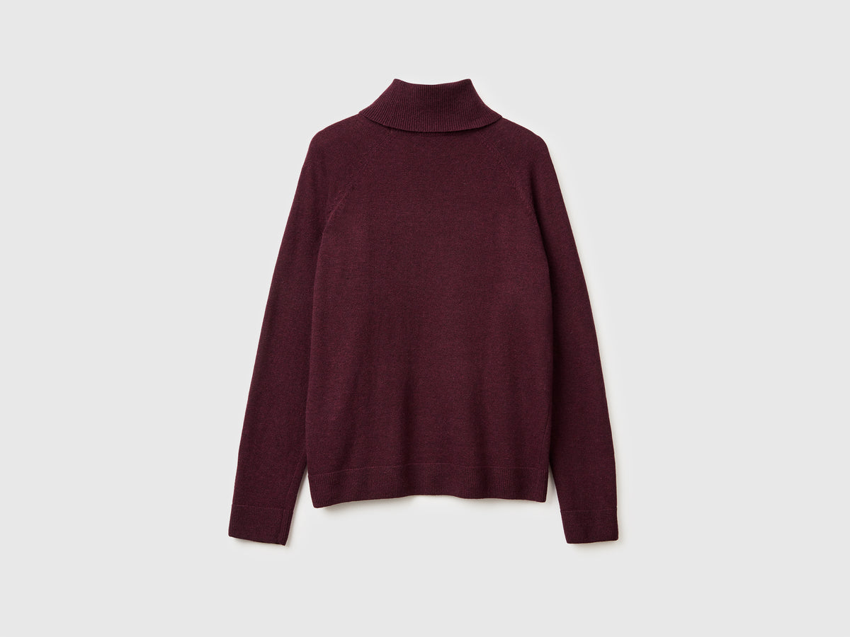 Maglione dolcevita marrone in misto lana e cashmere