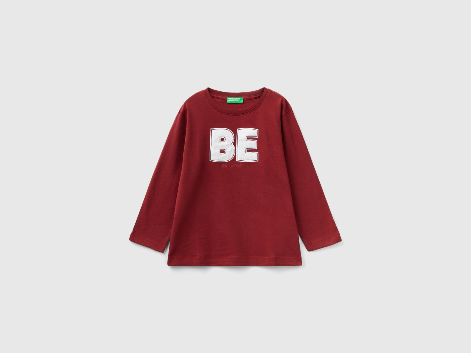 T-shirt con ricamo in spugna da bimbo bordeaux | Benetton Outlet