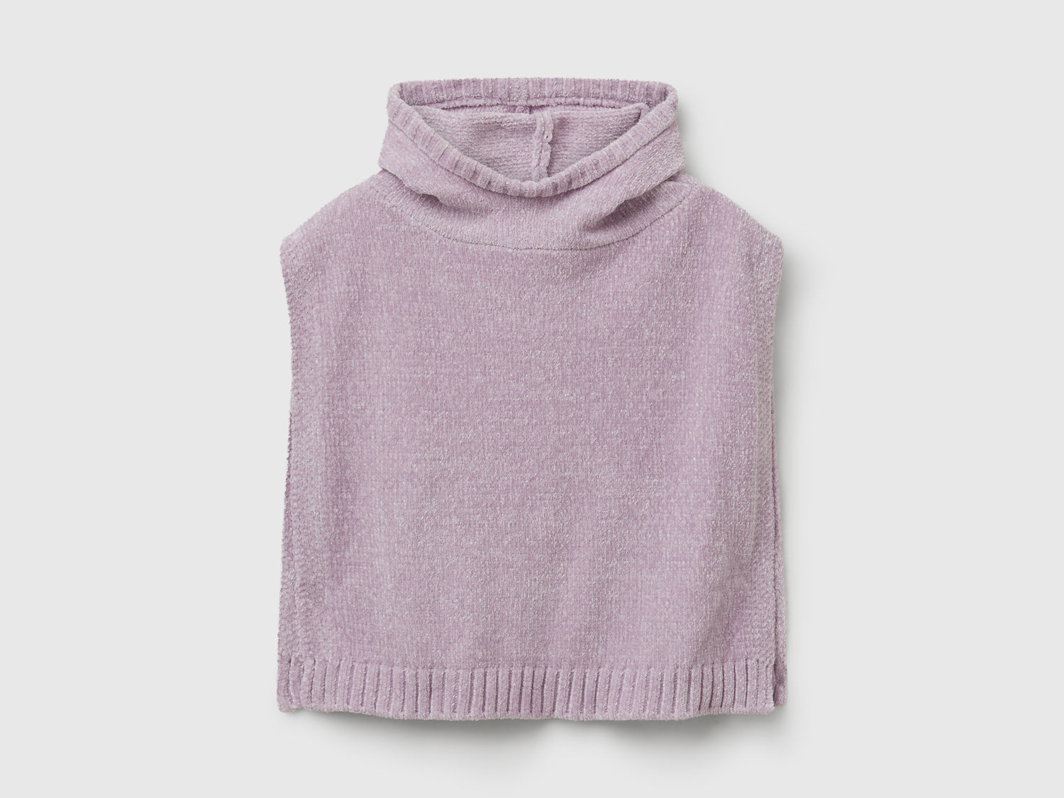 Poncho in ciniglia da bambina lavanda | Benetton Outlet