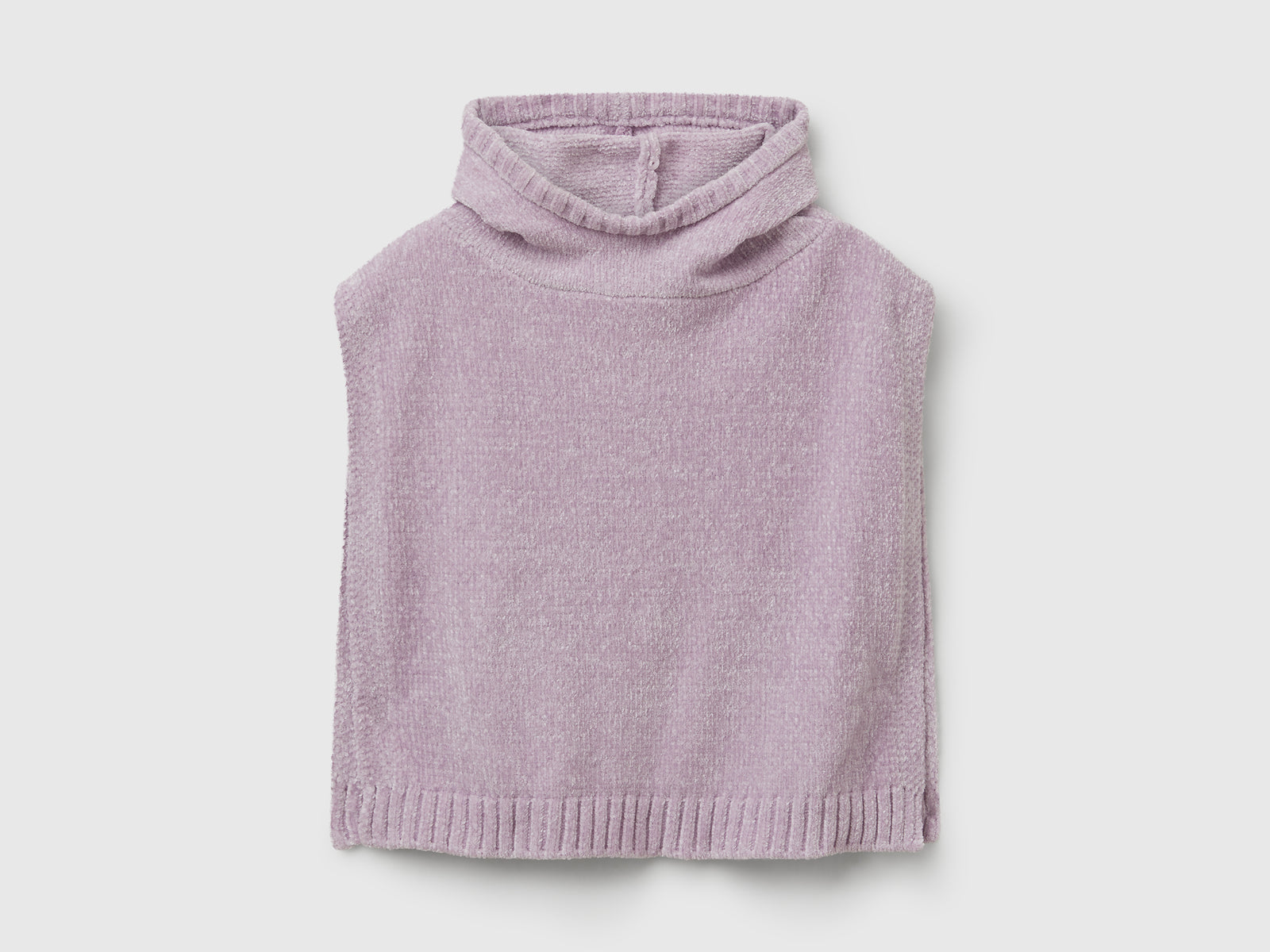 Poncho in ciniglia da bambina lavanda | Benetton Outlet