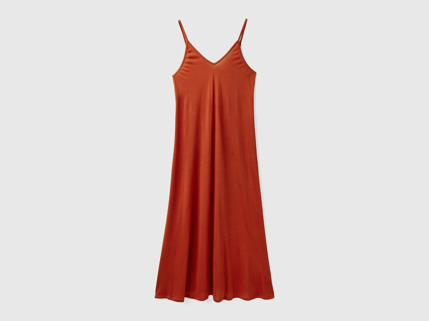 Abito fluido con scollo a V da donna rosso corallo | Benetton Outlet
