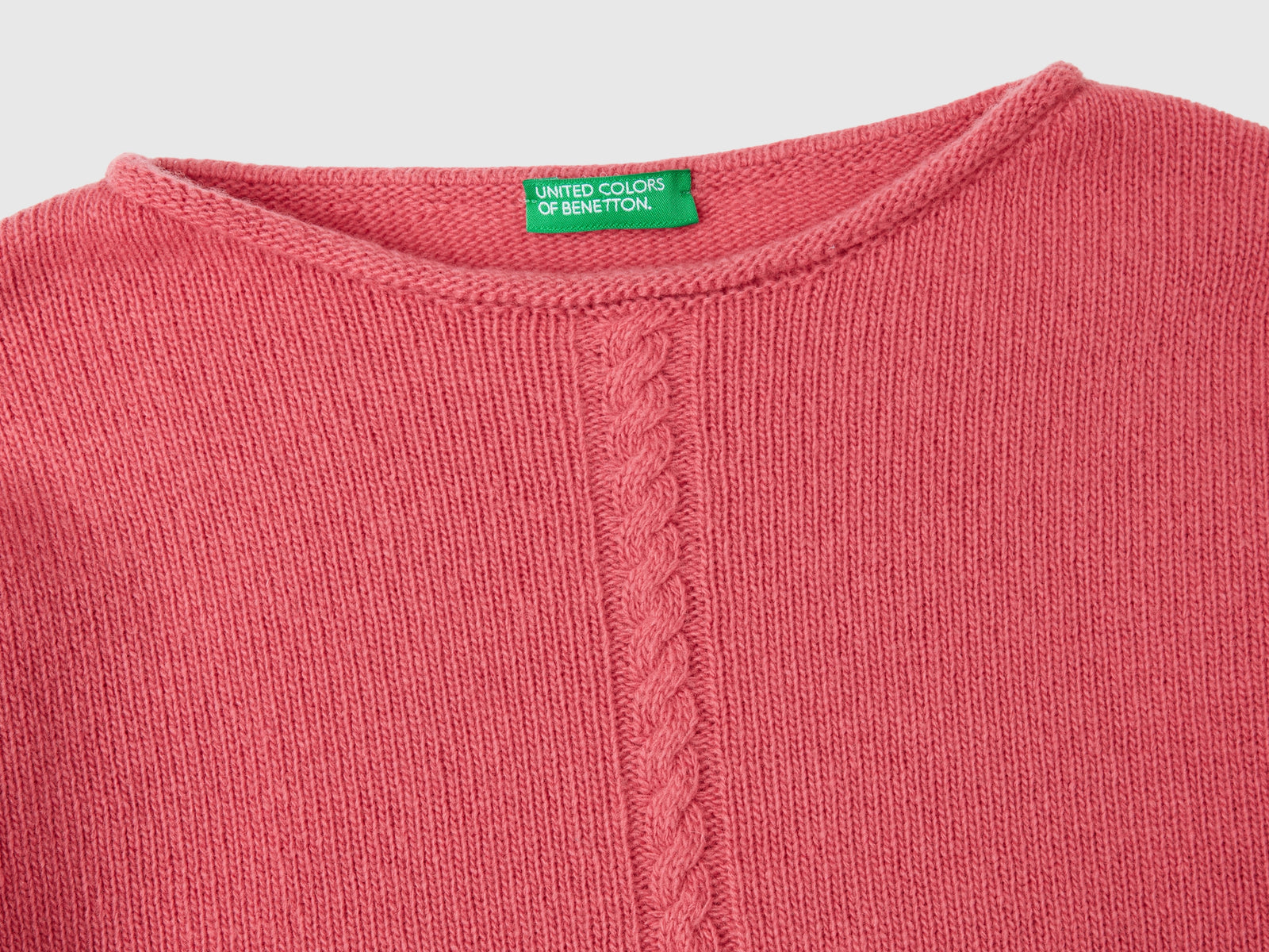 Maglia con trecce in misto lana da bambina malva 3 | Benetton Outlet