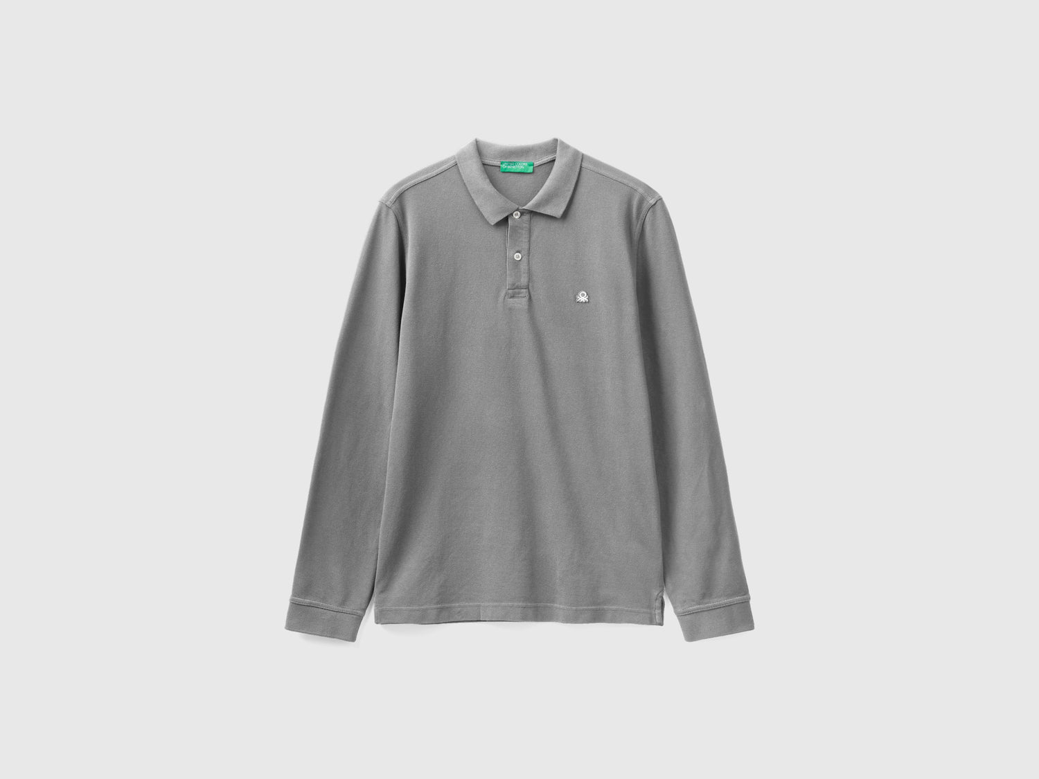 Polo a manica lunga 100% cotone da uomo grigio | Benetton Outlet