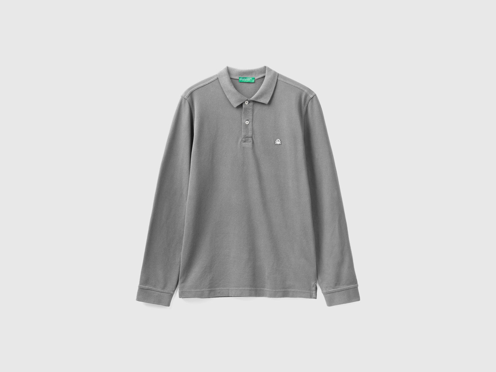 Polo a manica lunga 100% cotone da uomo grigio | Benetton Outlet