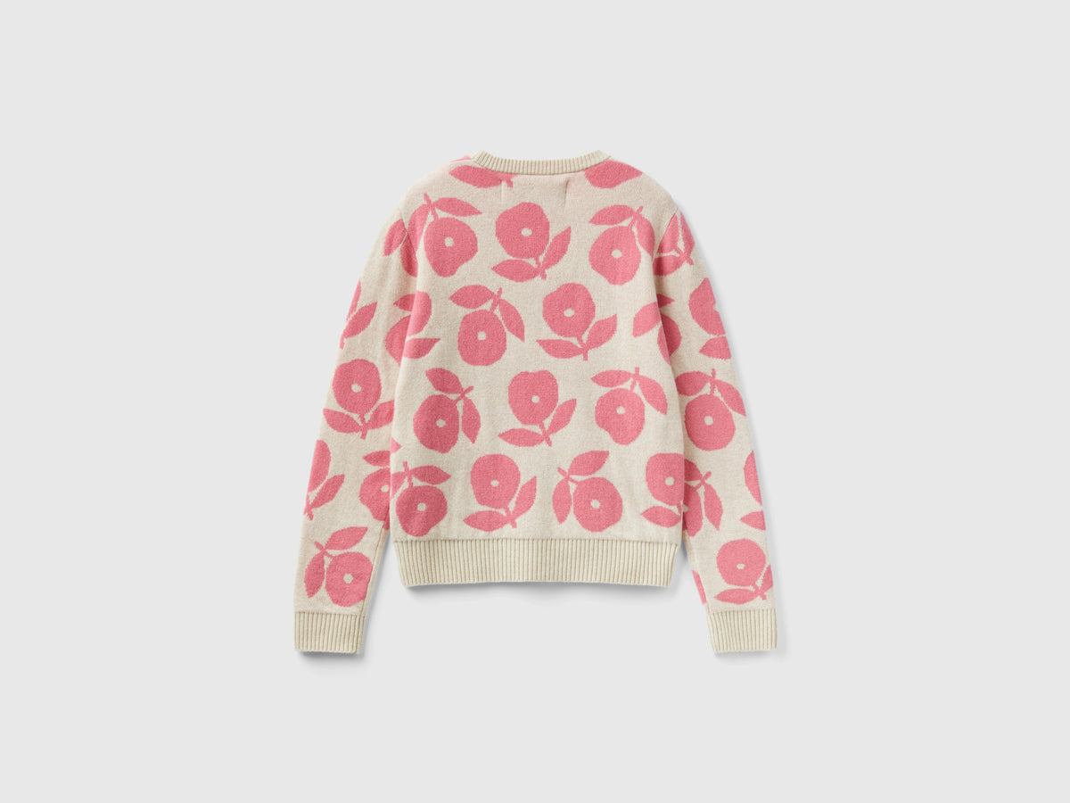 Maglia con intarsi floreali