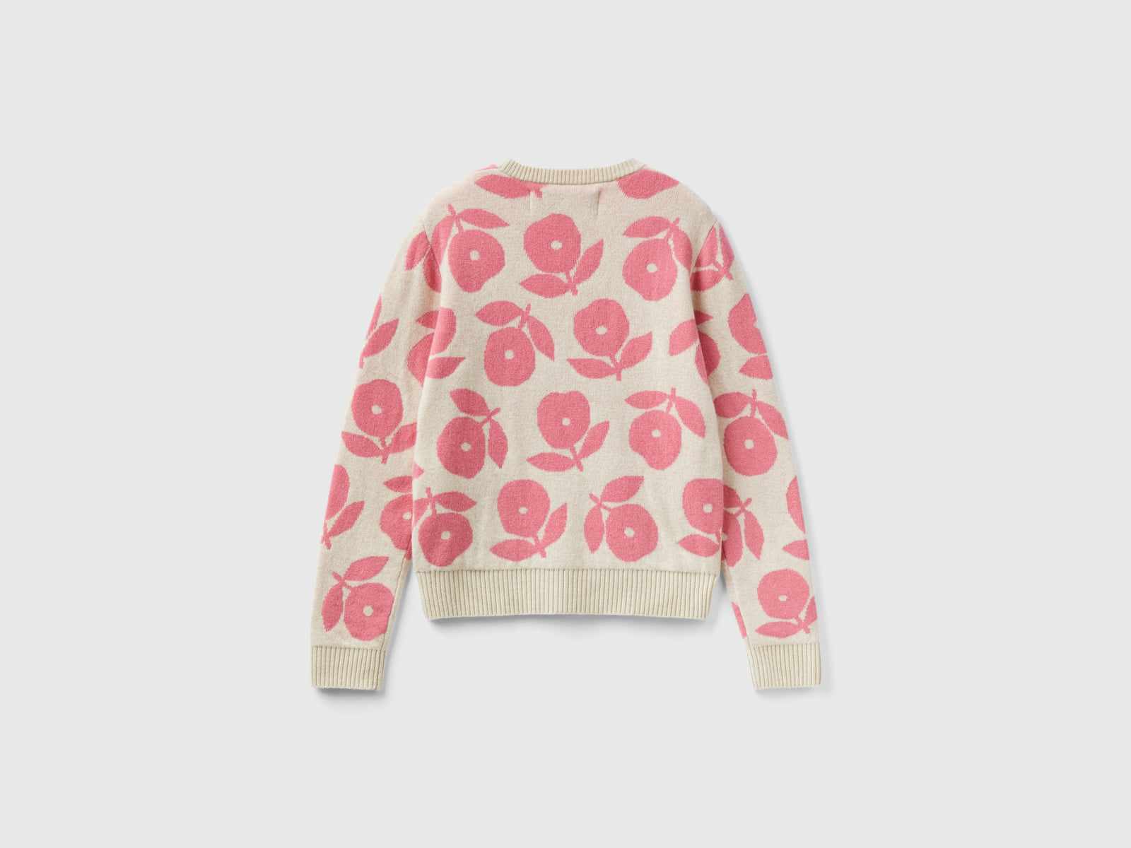 Maglia con intarsi floreali da donna beige 2 | Benetton Outlet