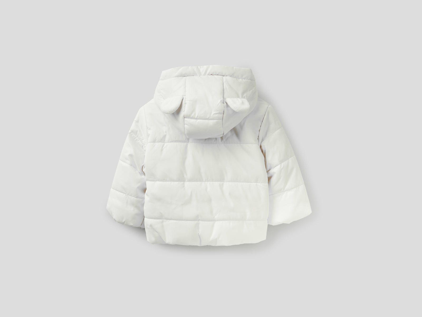 Giubbotto imbottito con cappuccio da neonato bianco panna 2 | Benetton Outlet
