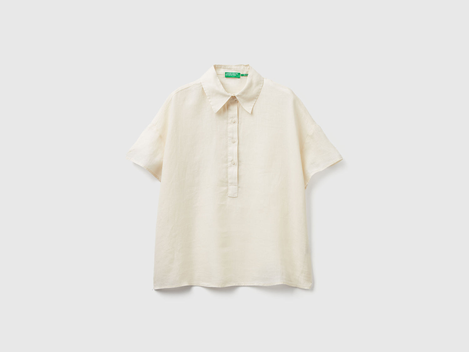 Blusa in puro lino da donna bianco panna | Benetton Outlet