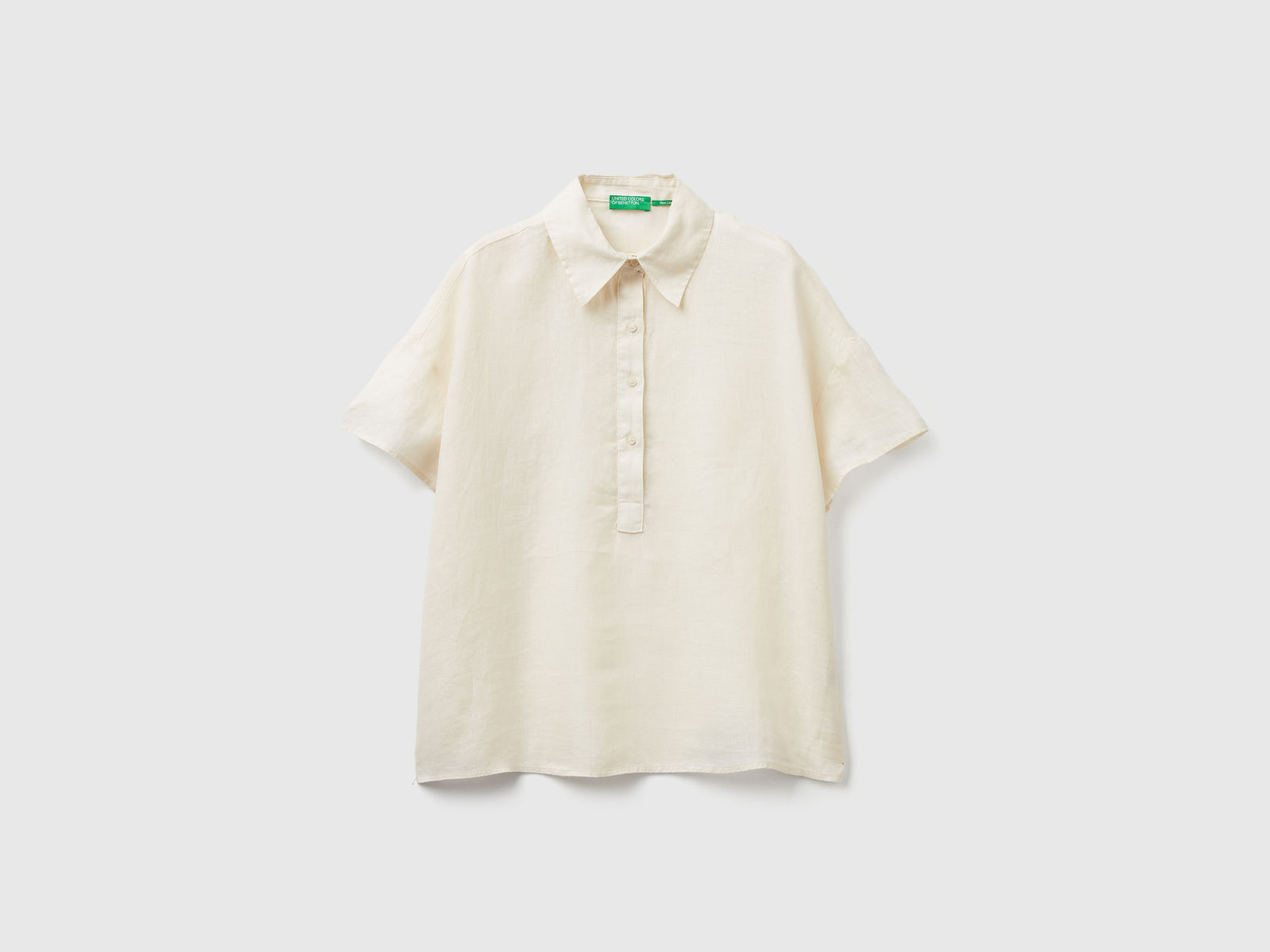 Blusa in puro lino da donna bianco panna | Benetton Outlet