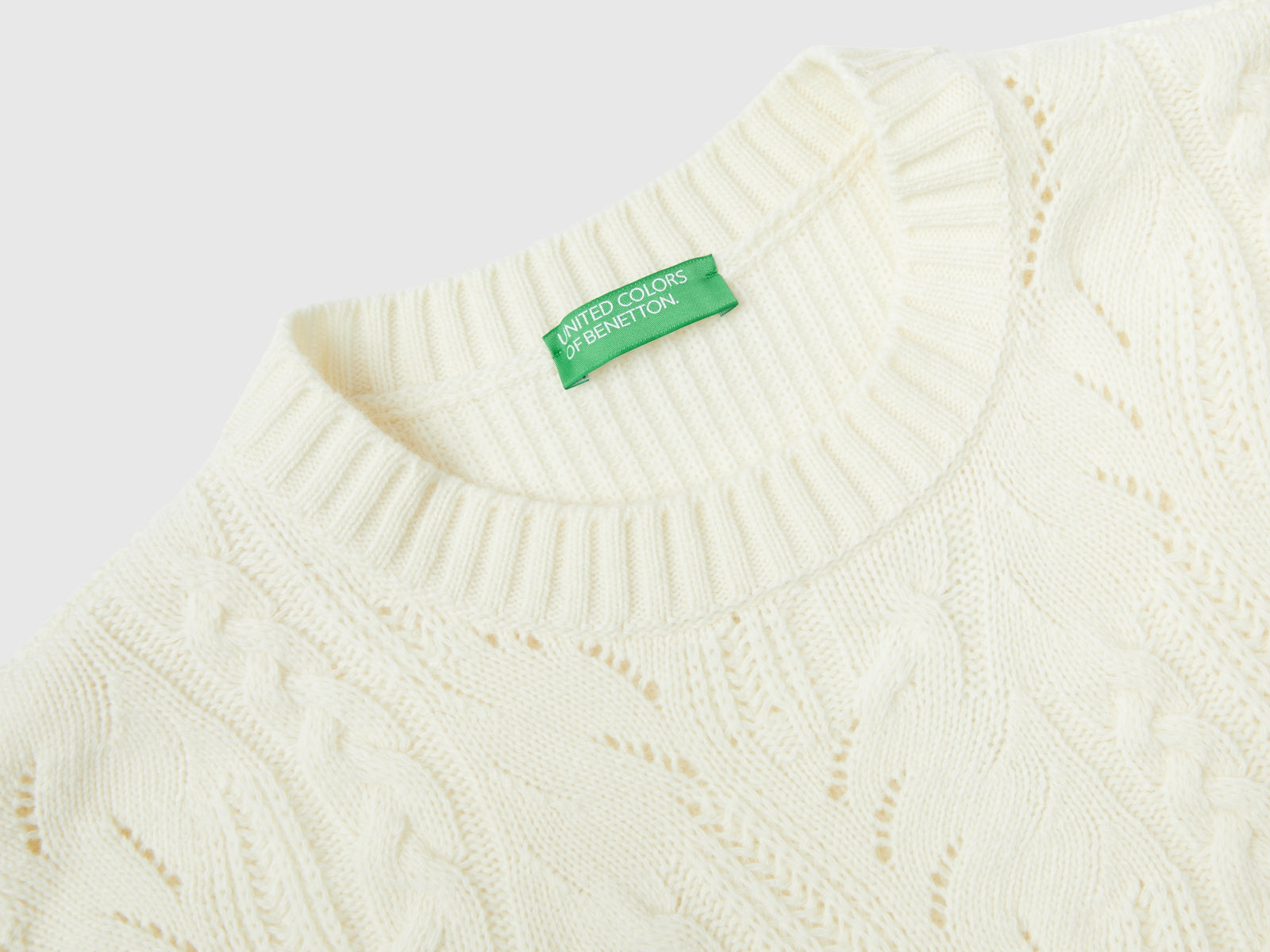 Gilet lavorato in misto lana da donna bianco panna 3 | Benetton Outlet