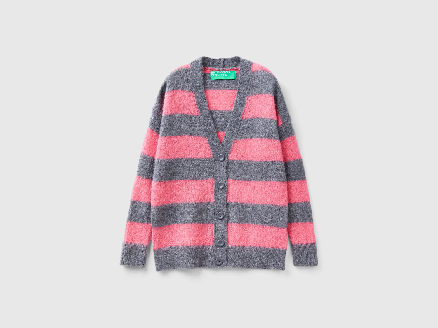 Cardigan a righe in misto alpaca da donna grigio scuro | Benetton Outlet
