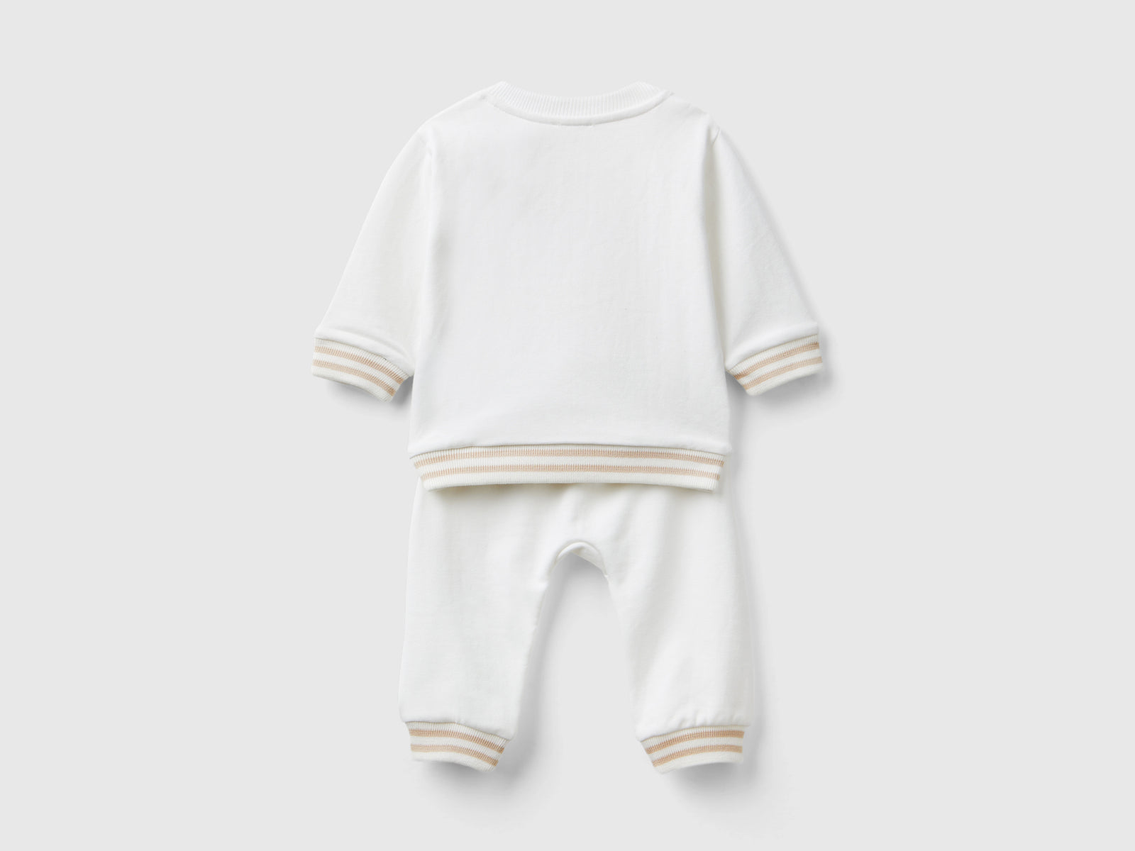 Completino in felpa leggera da neonato bianco panna 2 | Benetton Outlet