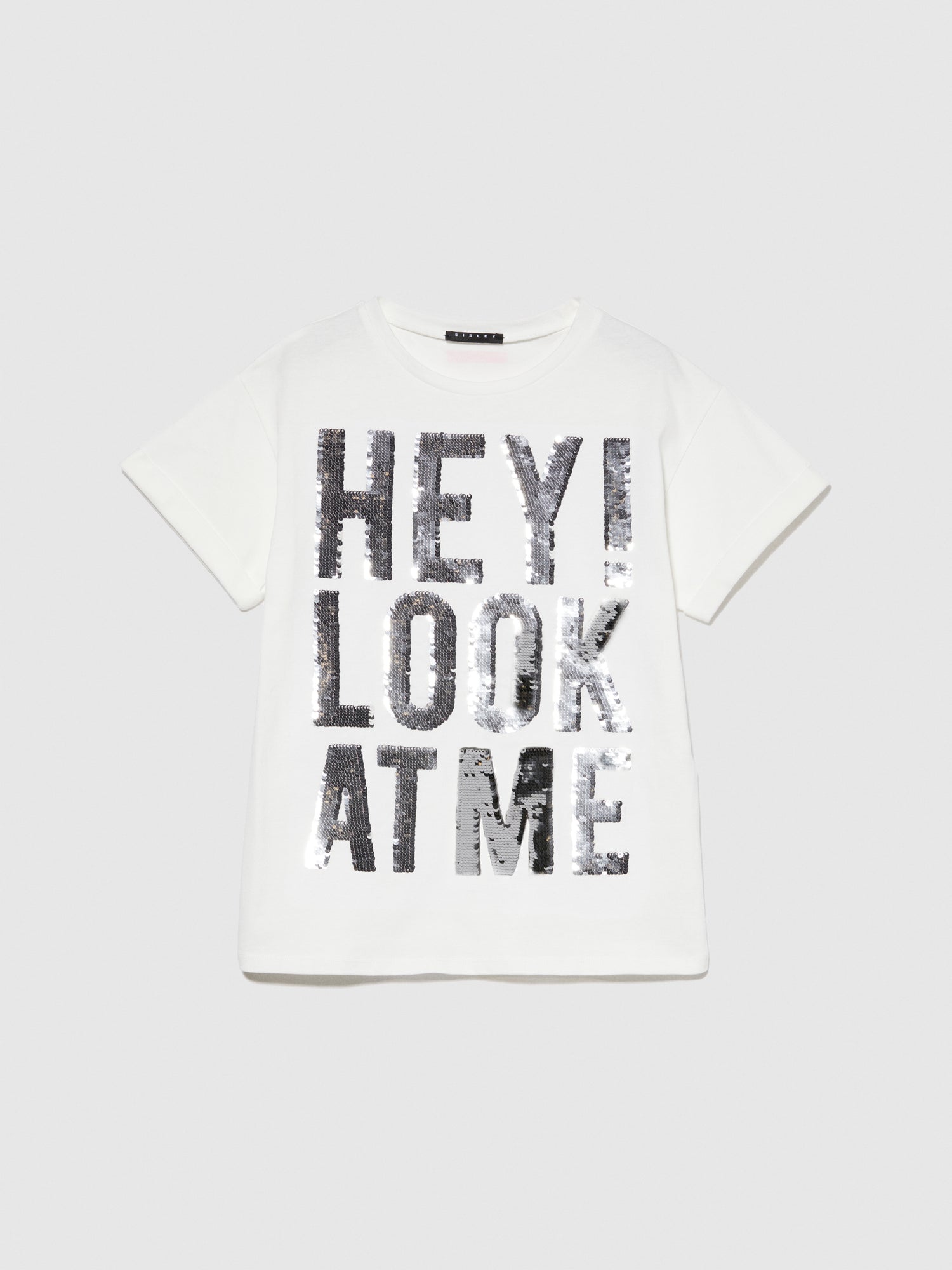 T-shirt con paillettes flip up da bambina bianco | Sisley young Outlet