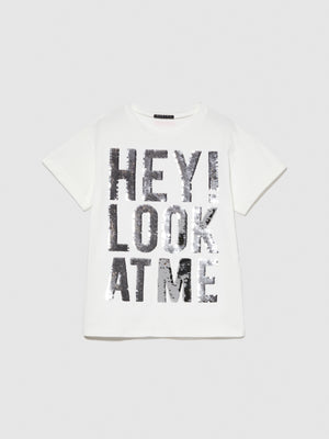 T-shirt con paillettes flip up