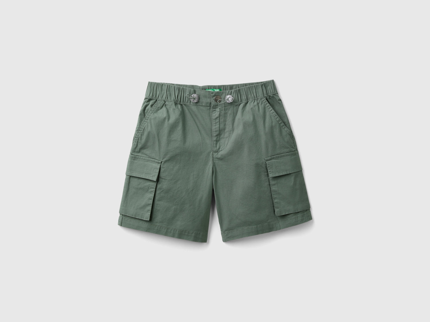 Bermuda cargo in cotone stretch da bambino verde militare | Benetton Outlet