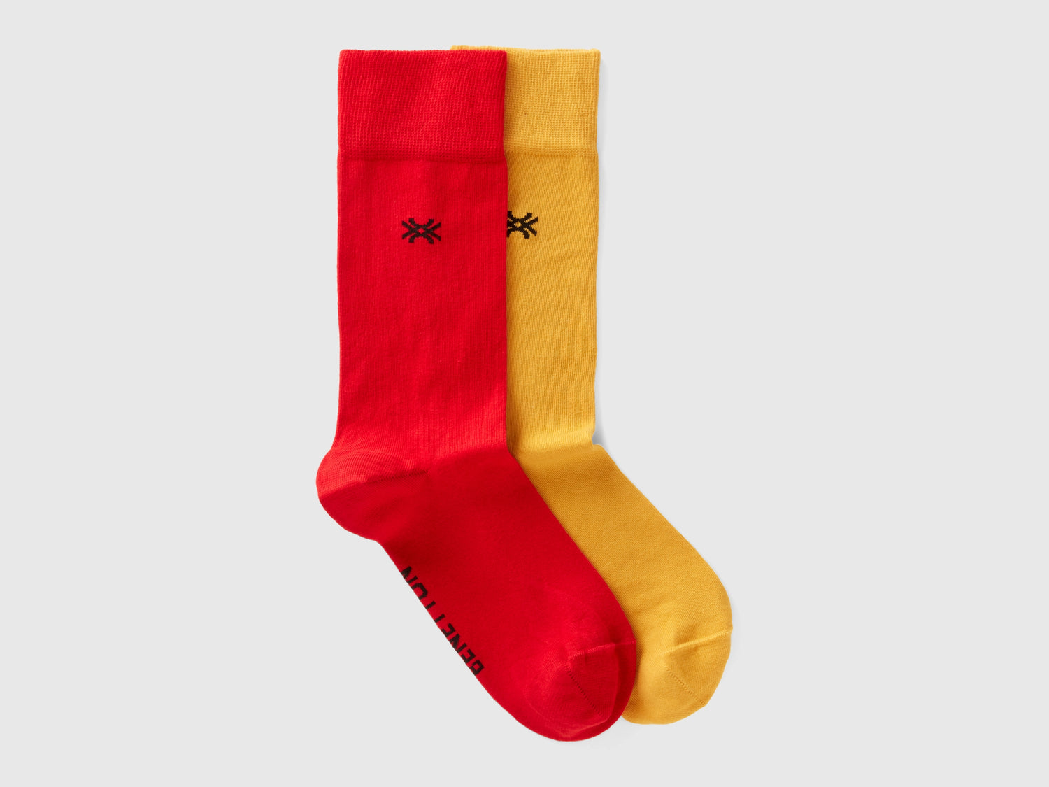 Due paia di calzini lunghi in cotone con logo da uomo multi-color | Benetton Outlet
