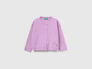 Cardigan in misto lana con trafori