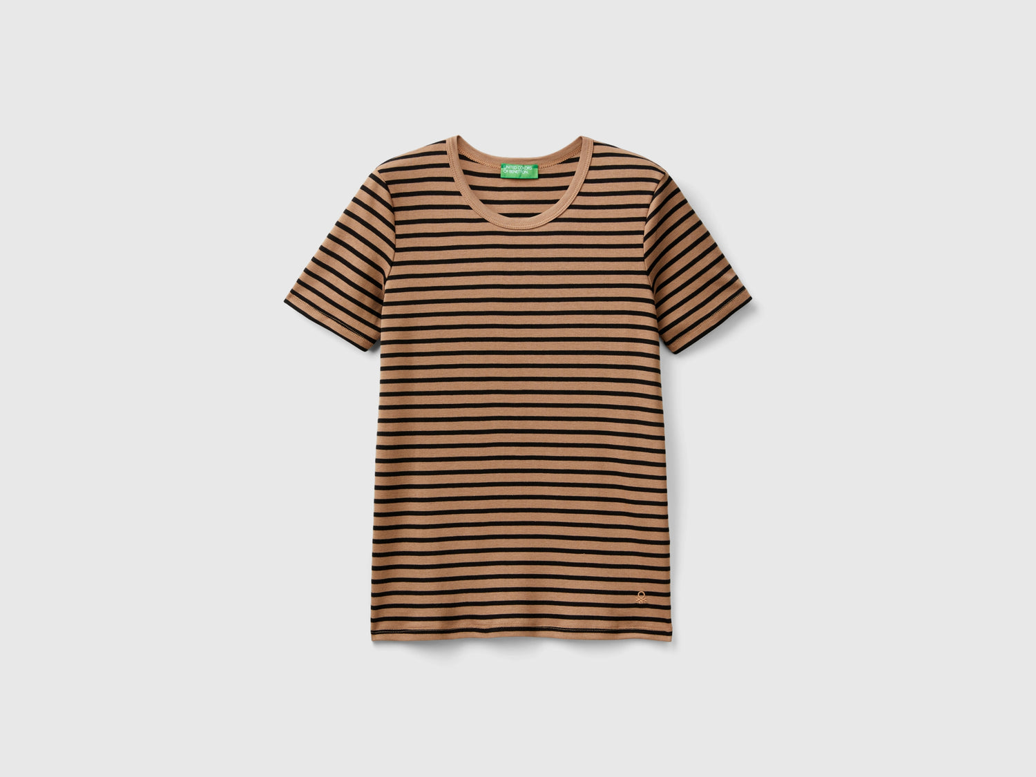 T-shirt girocollo a righe da donna cammello | Benetton Outlet
