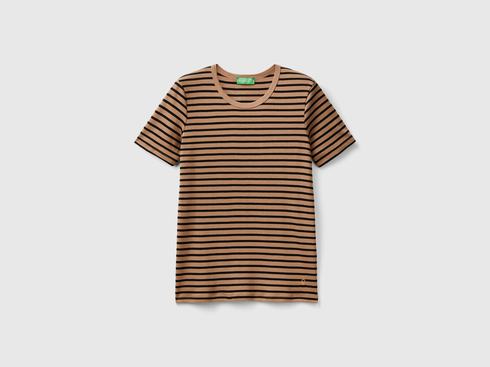 T-shirt girocollo a righe da donna cammello | Benetton Outlet