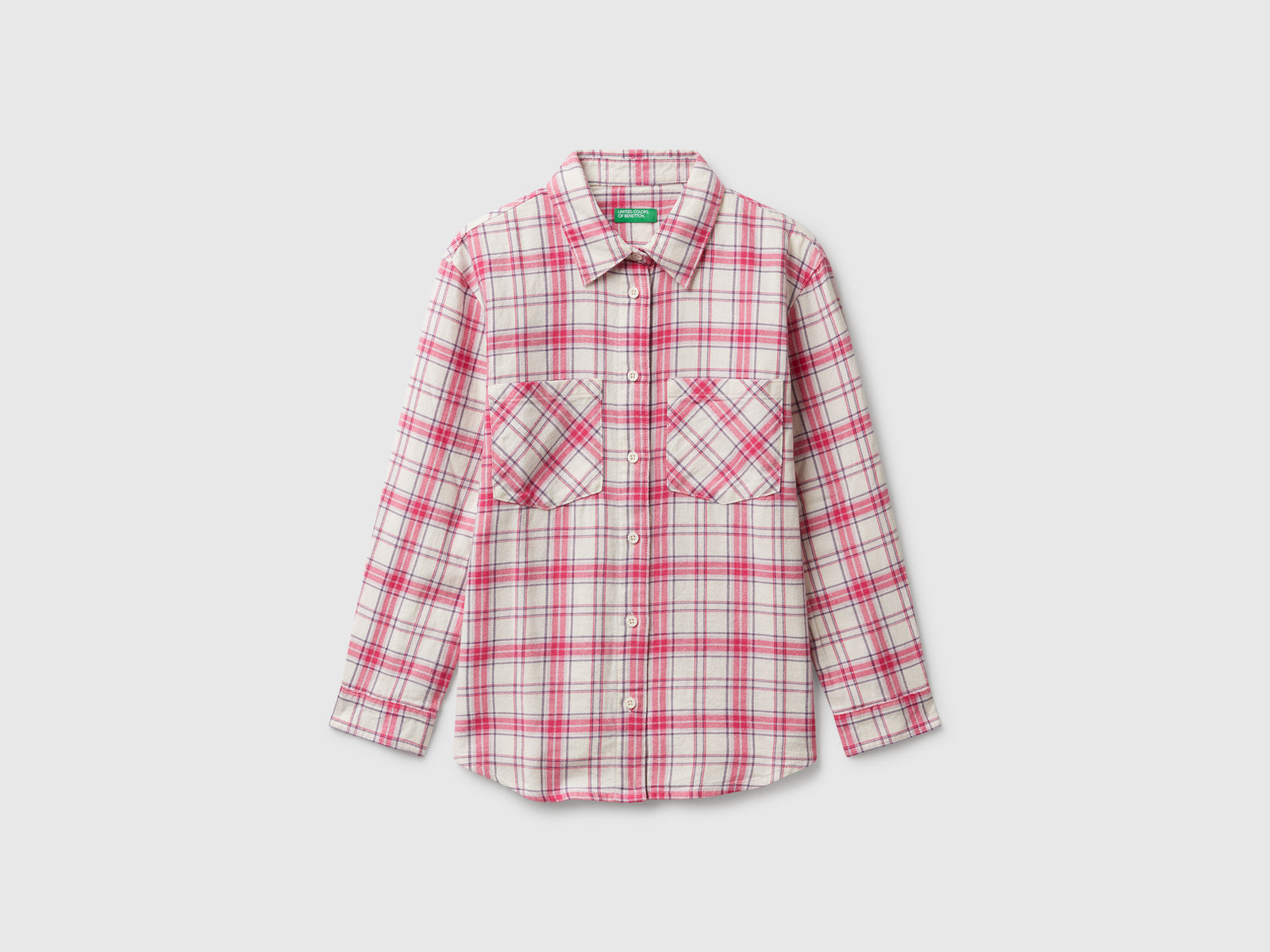 Camicia a quadri con tasche da bambina multi-color | Benetton Outlet