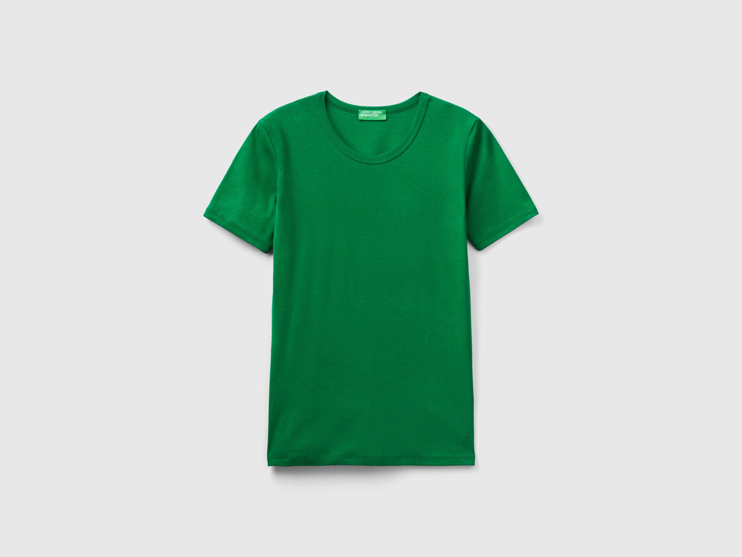 T-shirt in cotone a fibra lunga da donna verde | Benetton Outlet