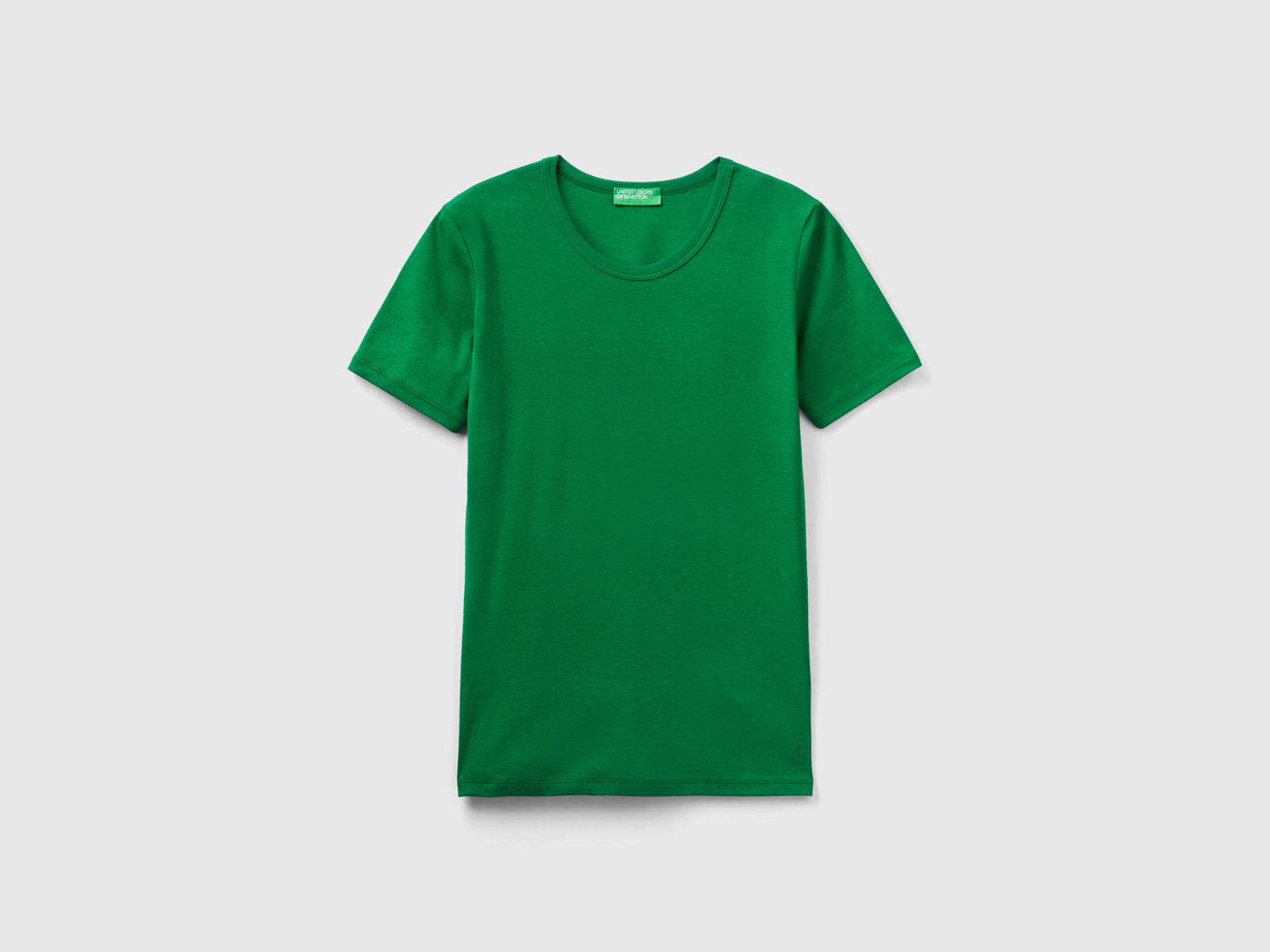 T-shirt in cotone a fibra lunga da donna verde | Benetton Outlet