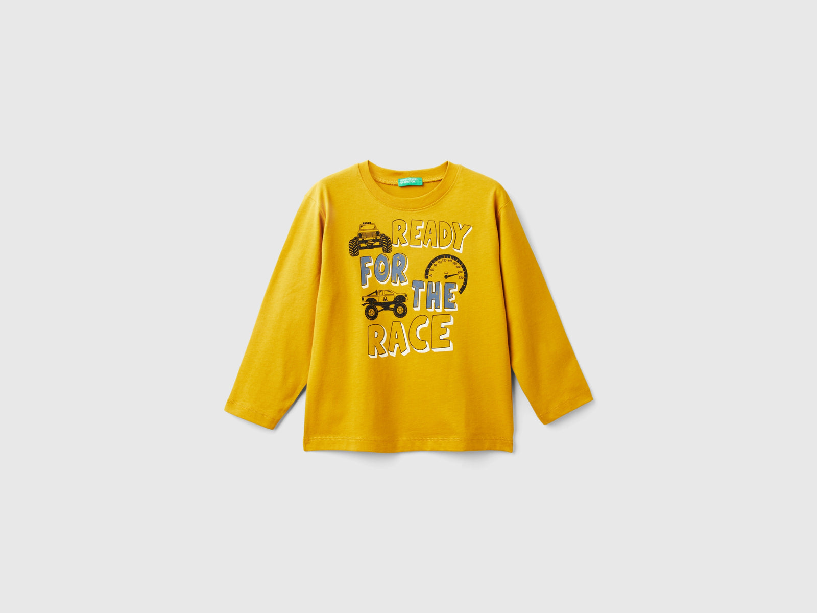 T-shirt con stampa in caldo cotone bio da bimbo giallo | Benetton Outlet