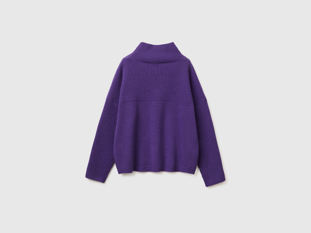 Maglione collo alto 100% lana
