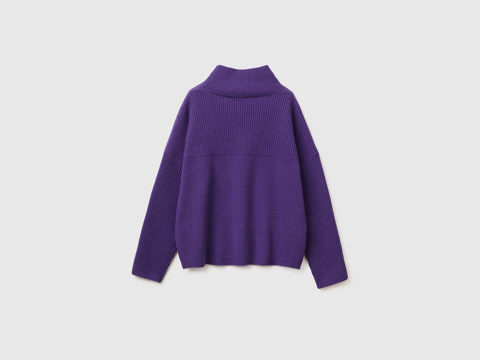 Maglione collo alto 100% lana da donna viola 2 | Benetton Outlet