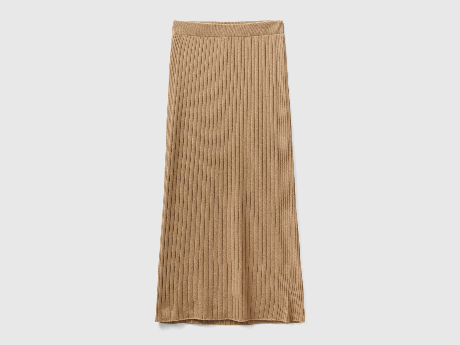 Gonna a tubino in maglia da donna cammello 2 | Benetton Outlet