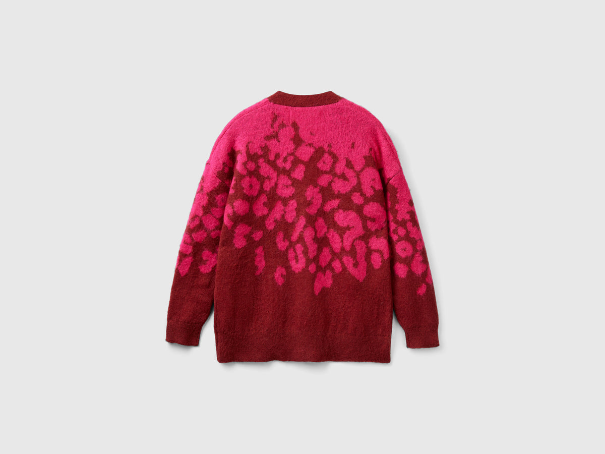 Cardigan animalier in misto mohair