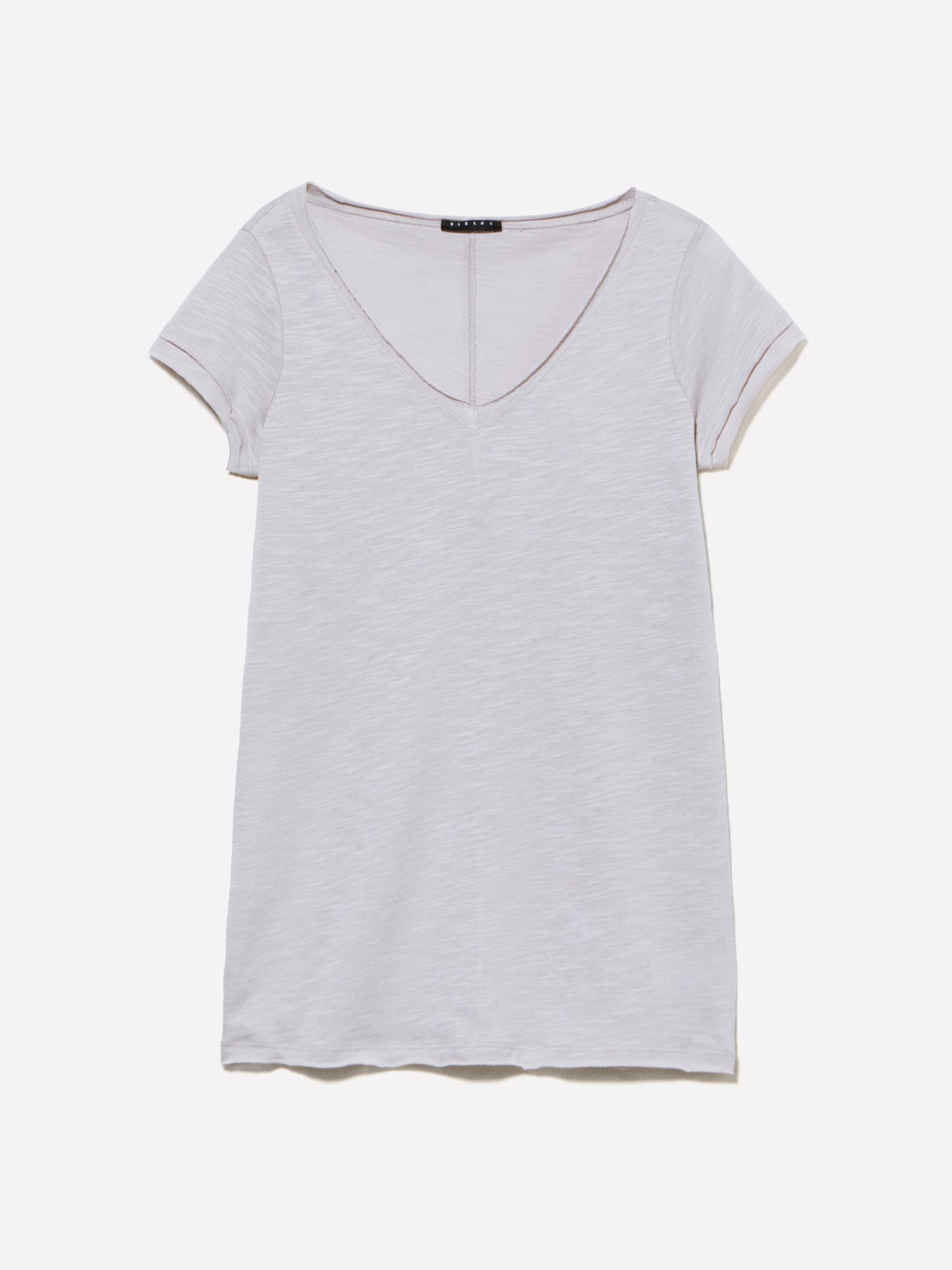 T-shirt con scollo a V da donna grigio chiaro | Sisley Outlet