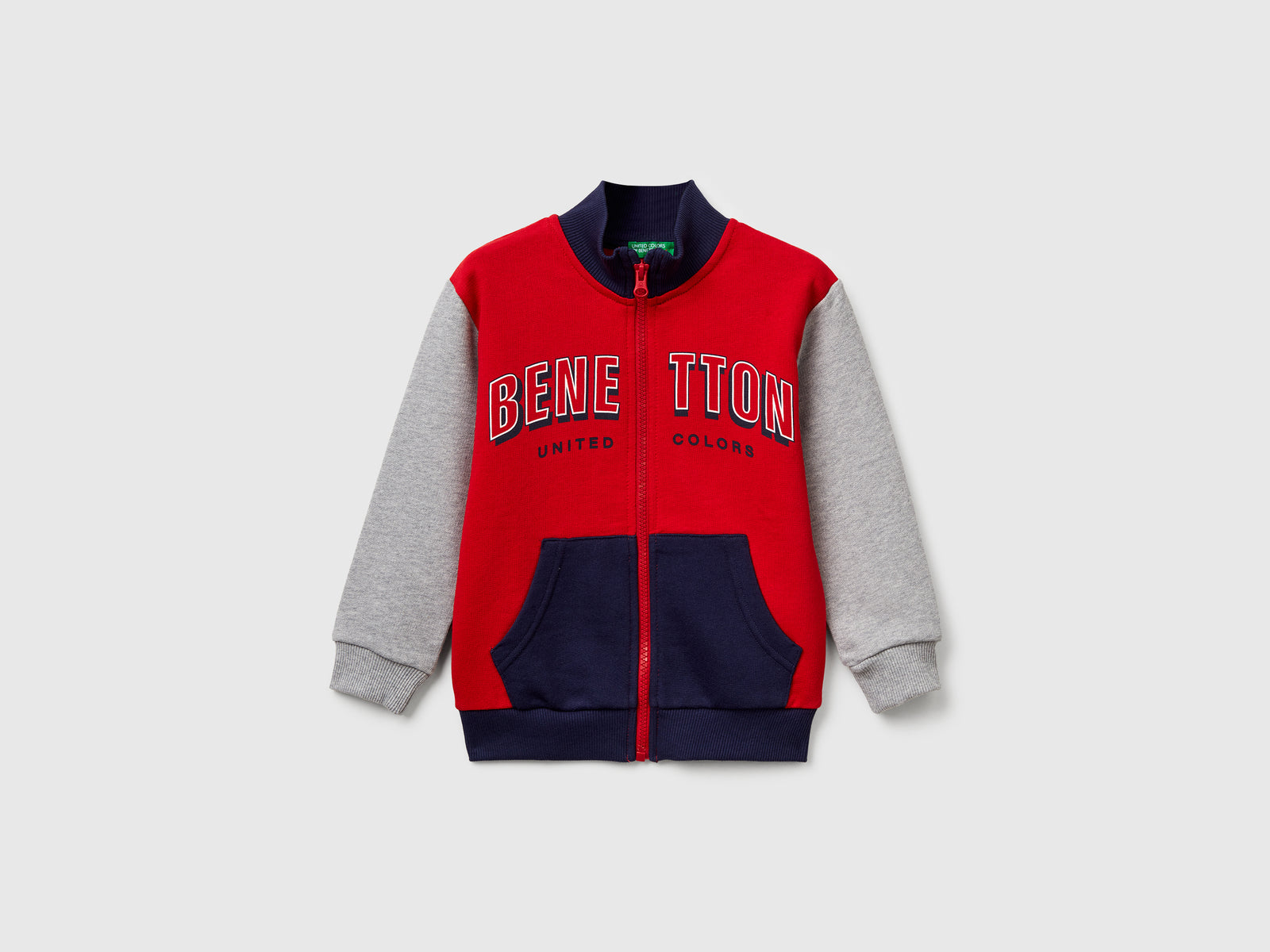 Felpa in cotone con logo da bimbo rosso | Benetton Outlet