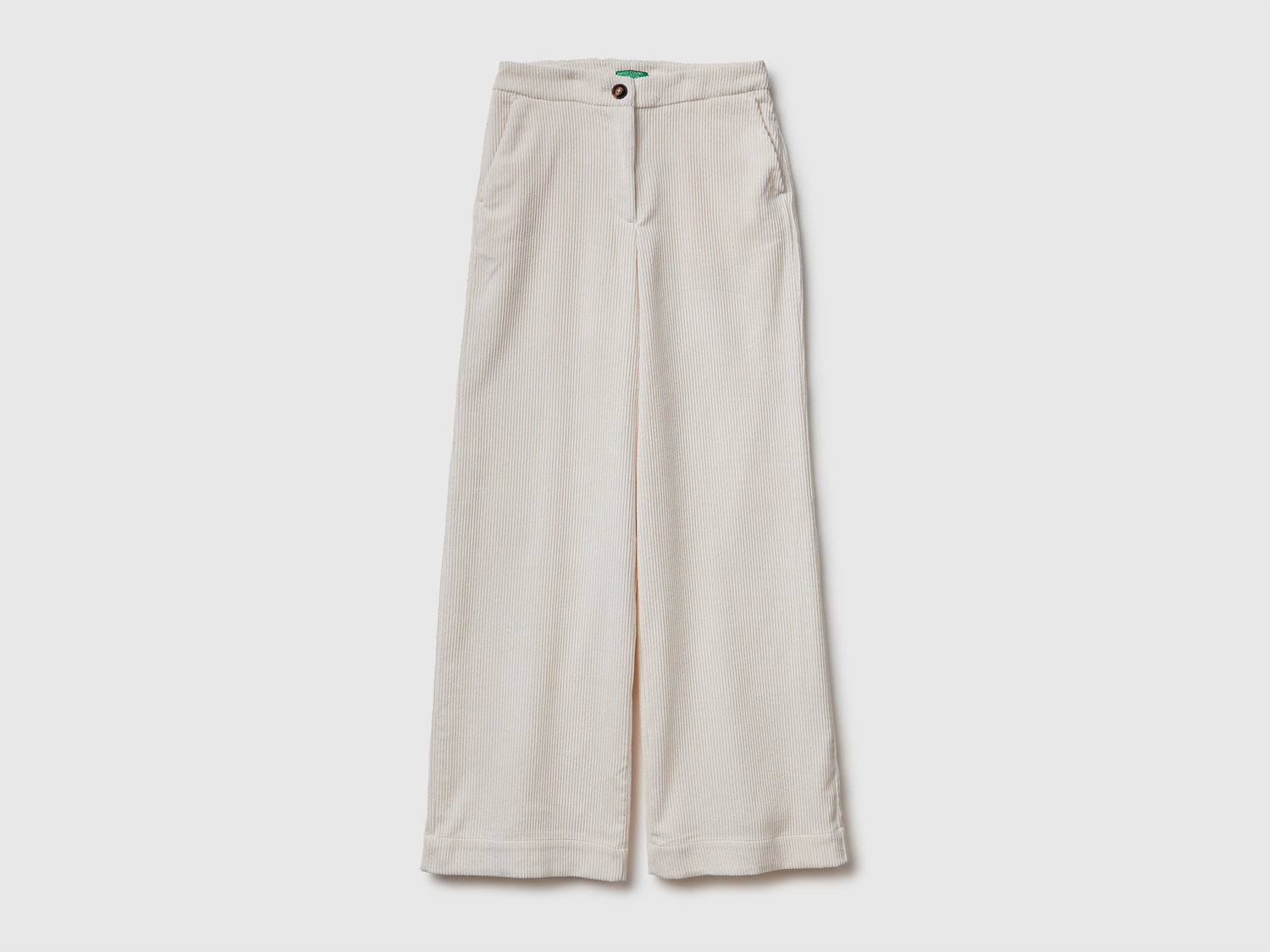 Pantaloni svasati in velluto da donna bianco panna | Benetton Outlet