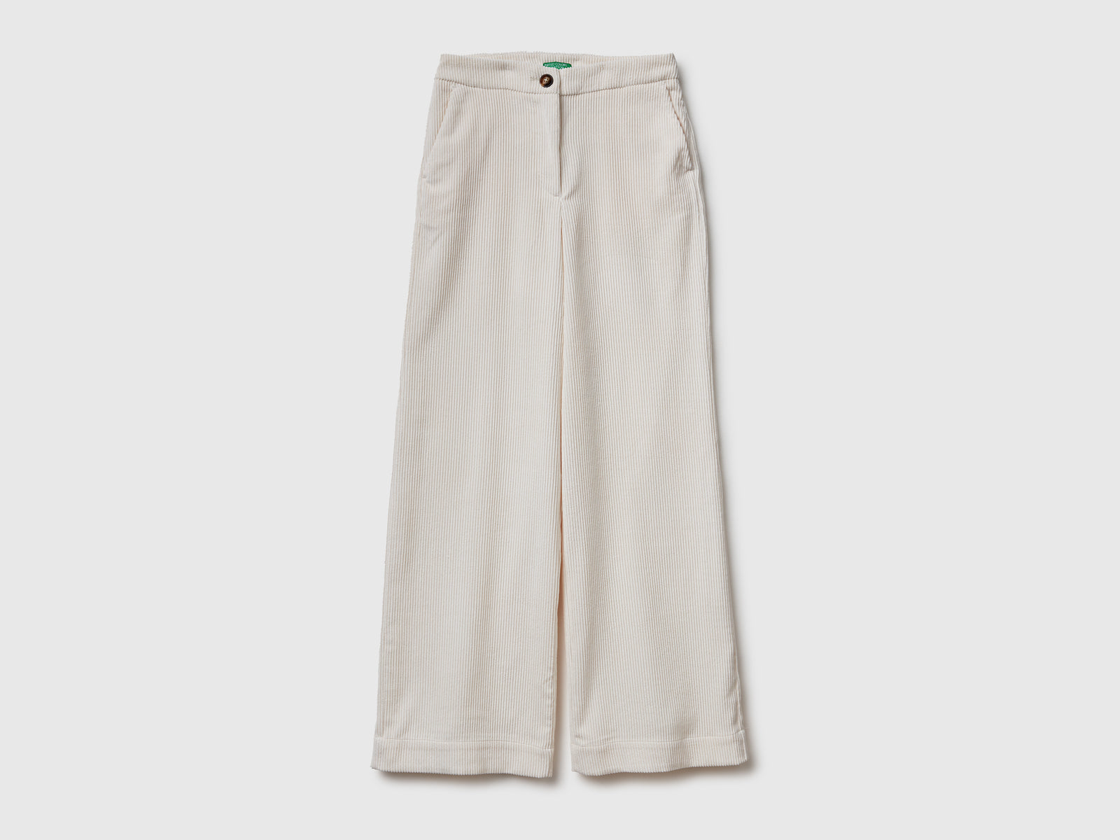 Pantaloni svasati in velluto da donna bianco panna | Benetton Outlet