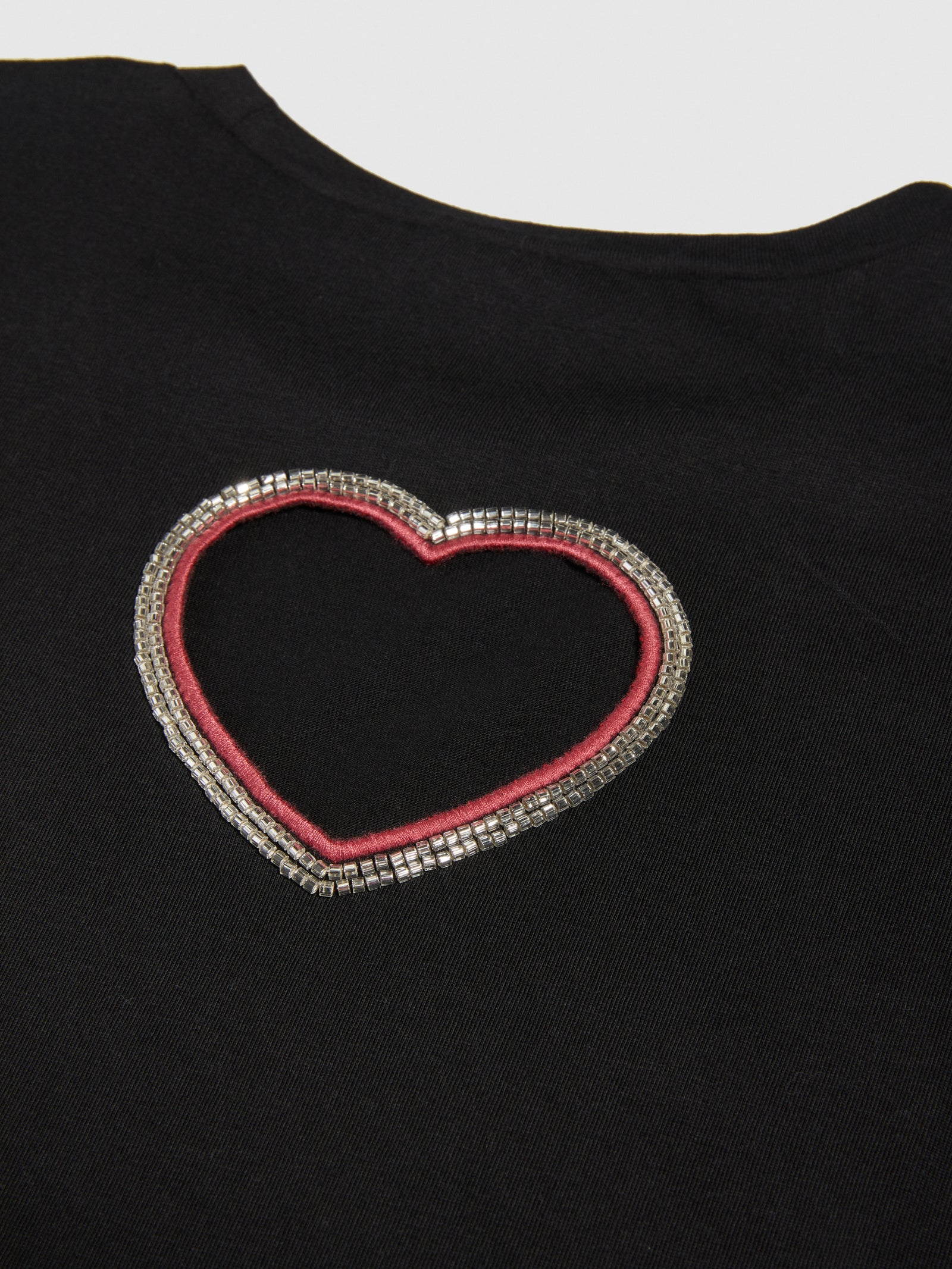 T-shirt con cuore cut-out da bambina nero 3 | Sisley young Outlet