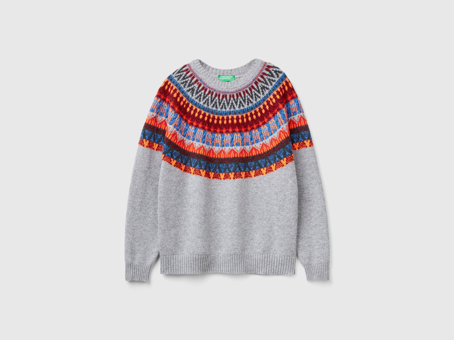 Maglia natalizia regular fit da uomo grigio chiaro | Benetton Outlet