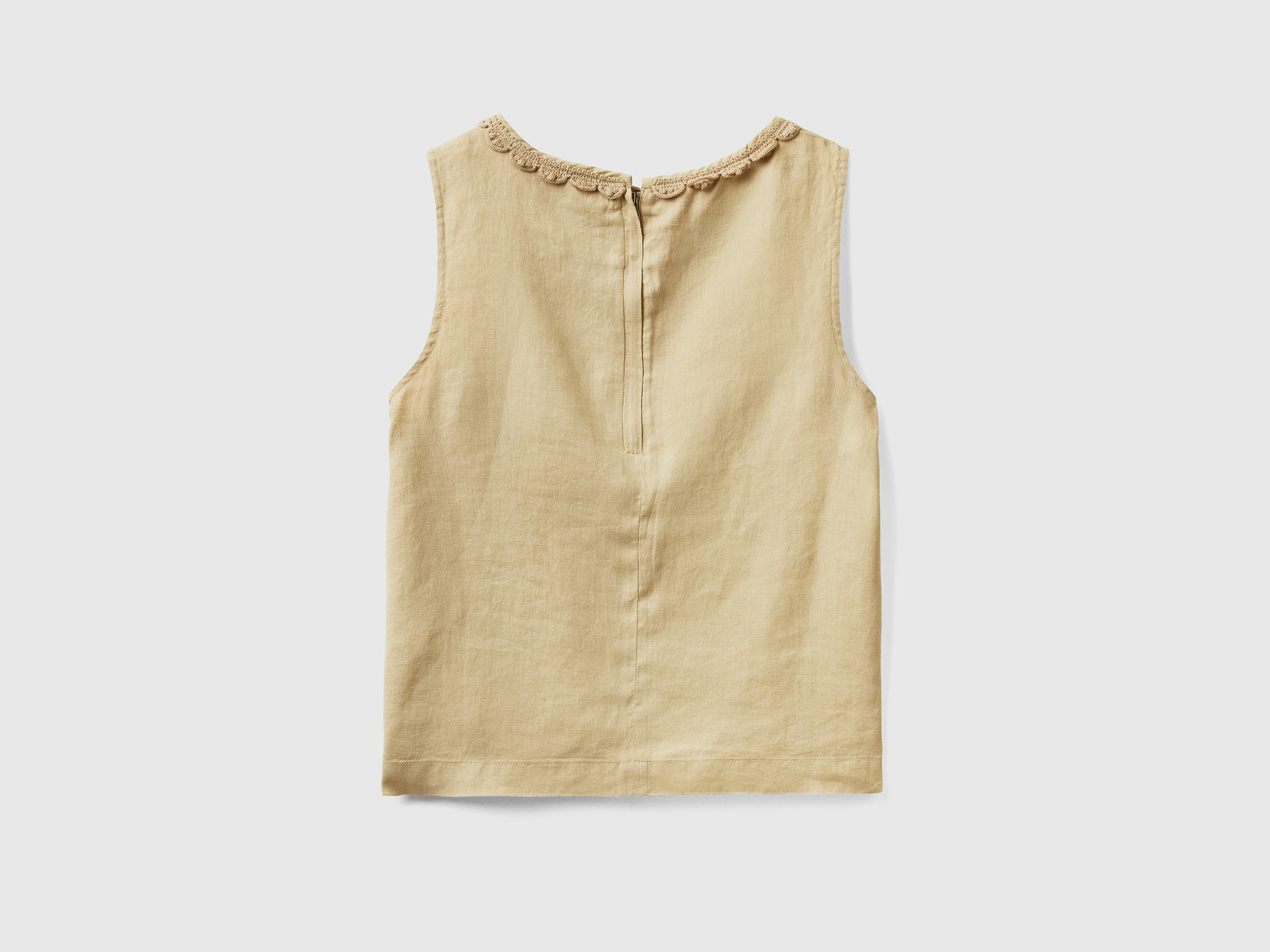 Camicetta smanicata con dettaglio crochet da donna beige 2 | Benetton Outlet