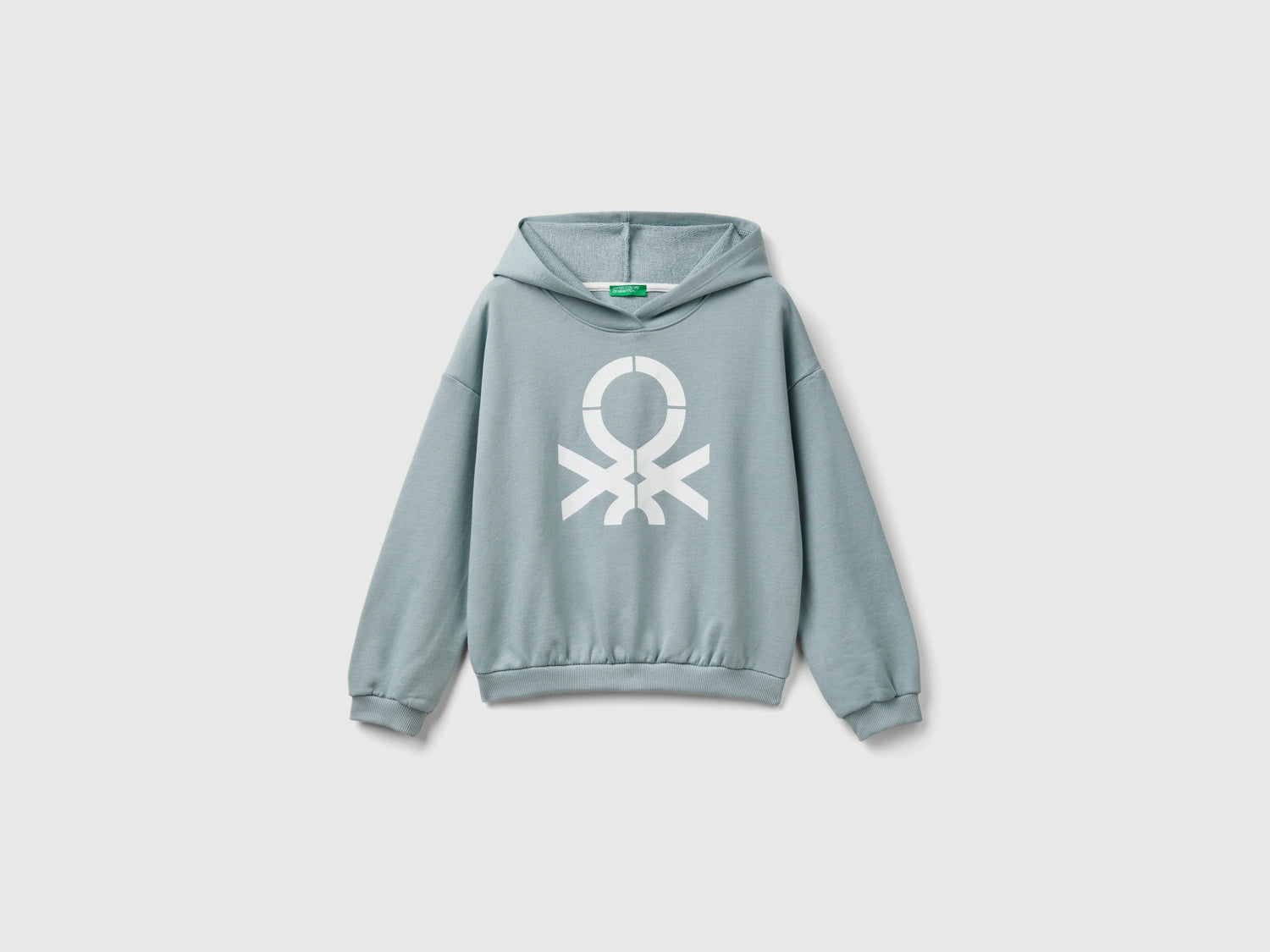 Felpa con cappuccio 100% cotone da bambina grigio perla | Benetton Outlet