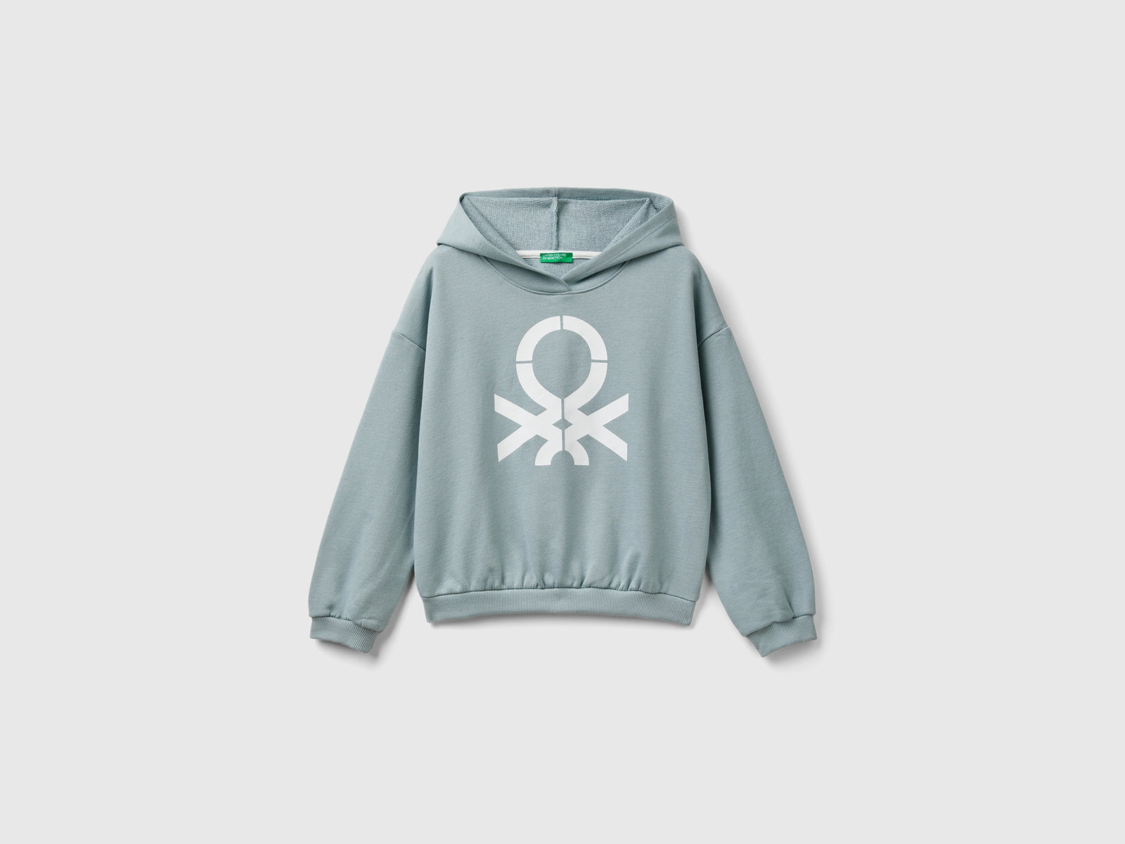 Felpa con cappuccio 100% cotone da bambina grigio perla | Benetton Outlet