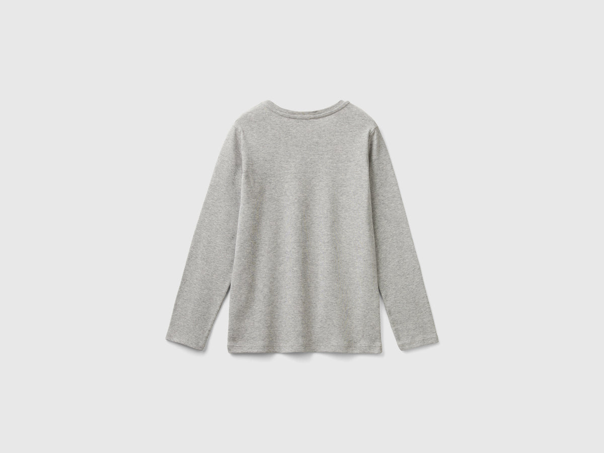 T-shirt manica lunga con stampa glitter