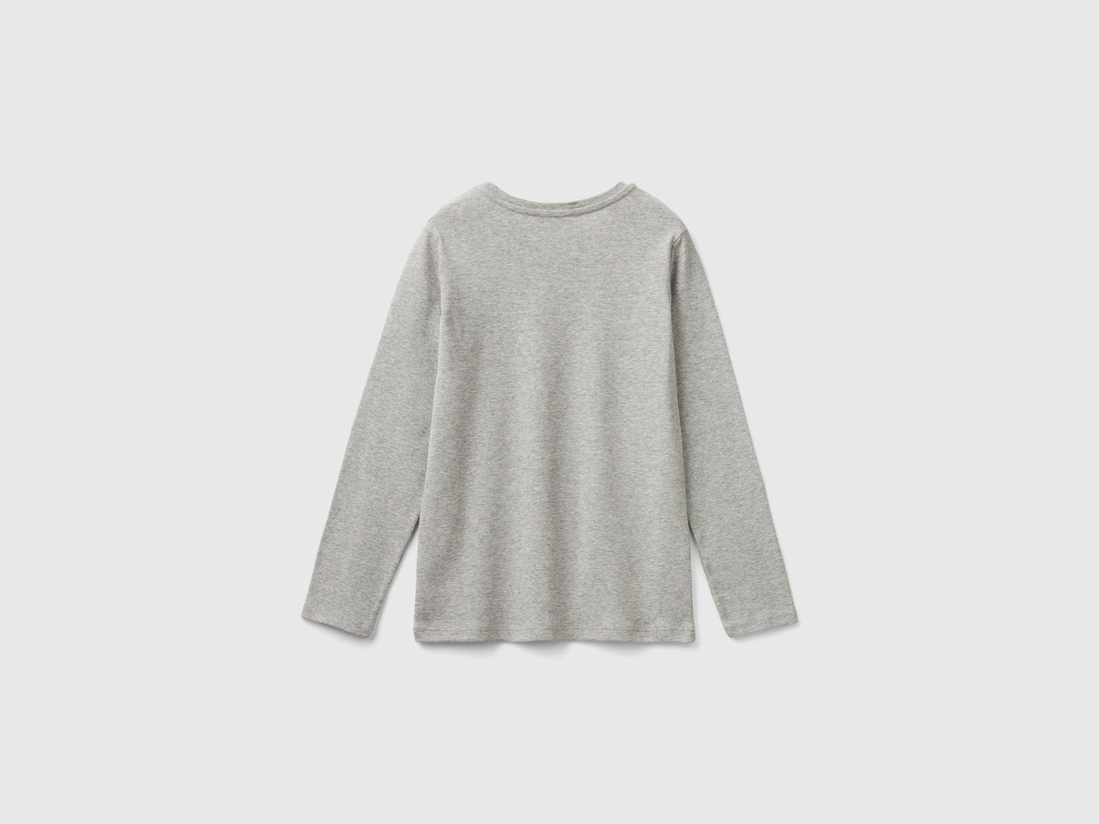 T-shirt manica lunga con stampa glitter da bambina grigio chiaro 2 | Benetton Outlet