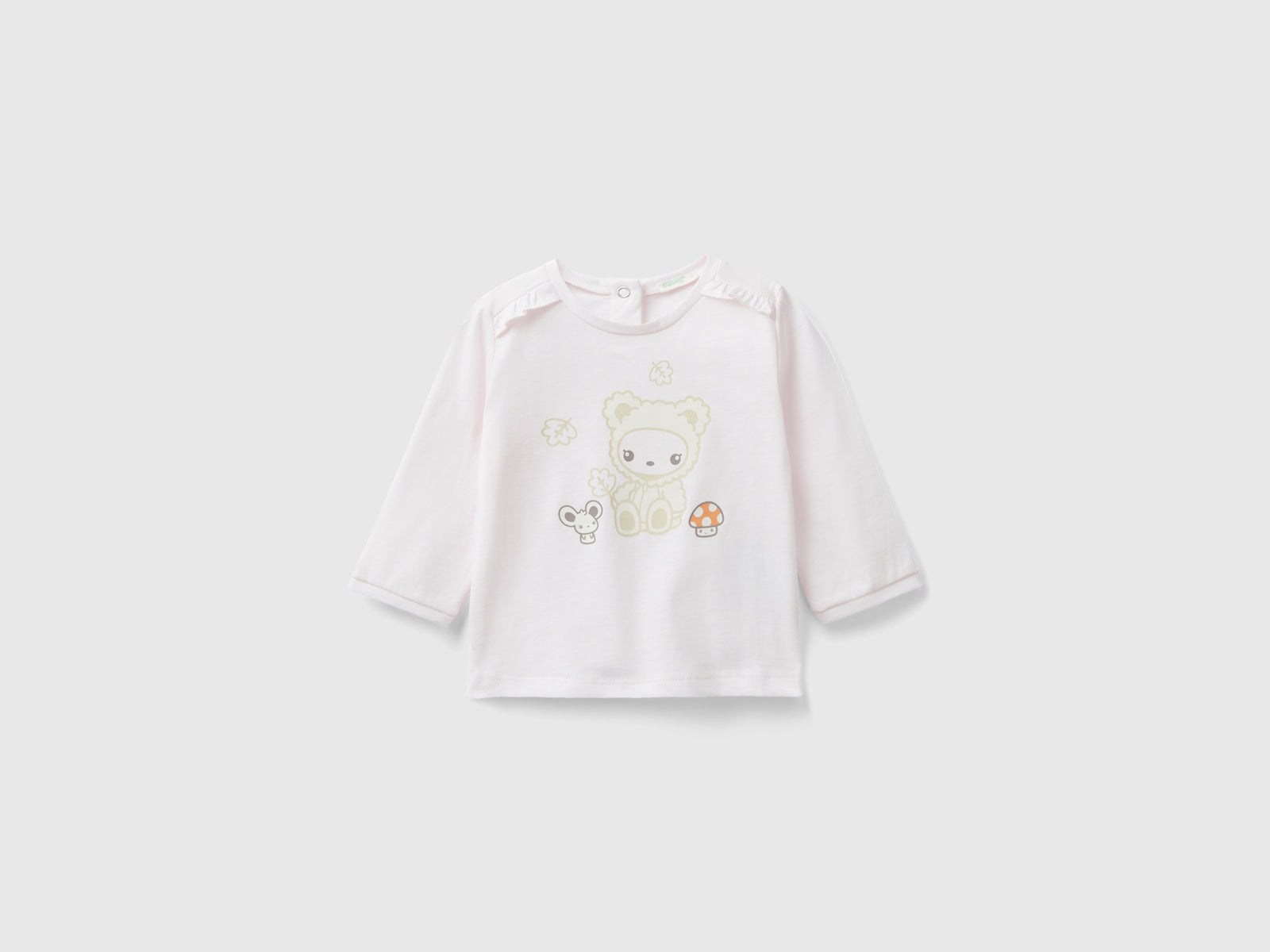 T-shirt in caldo cotone con rouches da neonato rosa tenue | Benetton Outlet