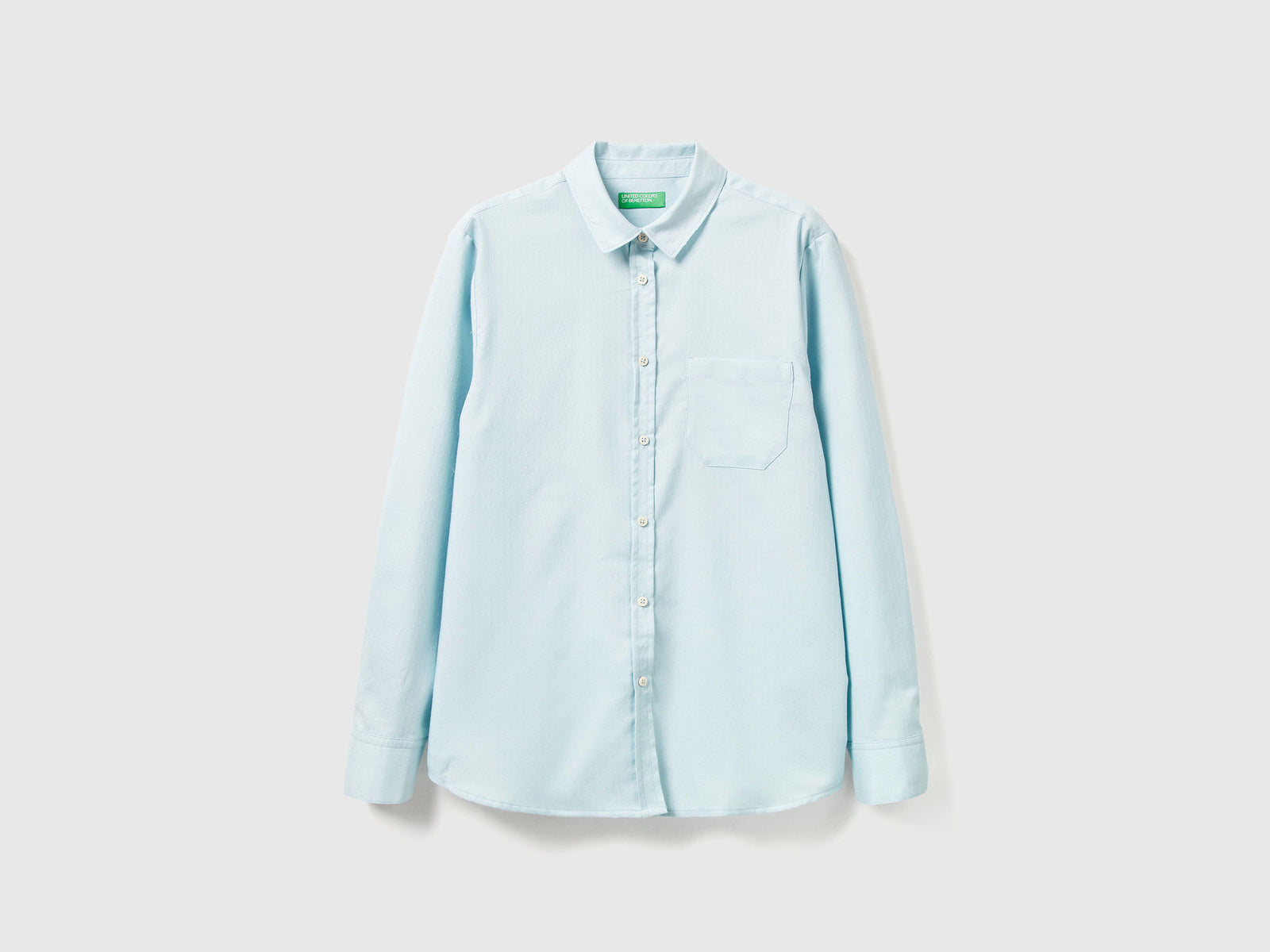 Camicia in misto cotone da donna azzurro | Benetton Outlet